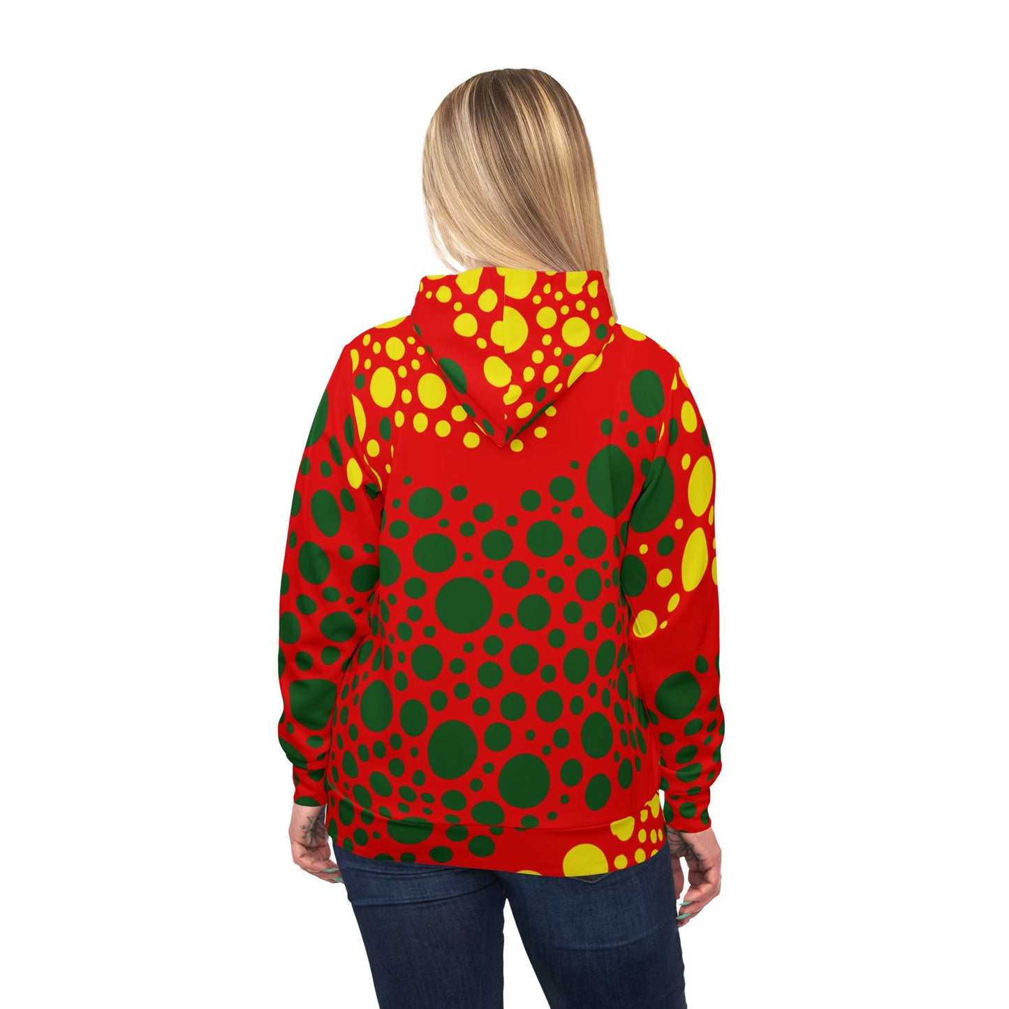Vibrant Dot Pattern Athletic Hoodie - Perfect for Fitness & Festive Celebrations, One-of-A-Kind Print, Cute Workout Gear, Activewear for Her