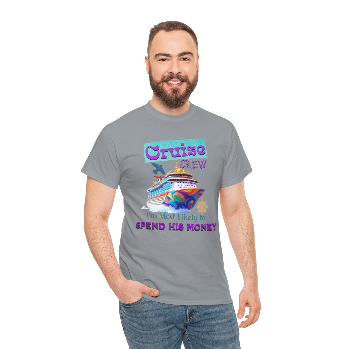 Funny Cruise Crew Tee, Vacation T-Shirt, Gift for Cruise Lovers, Vacation Humor Apparel, Travel Enthusiast Shirt, Spend His Money Tee