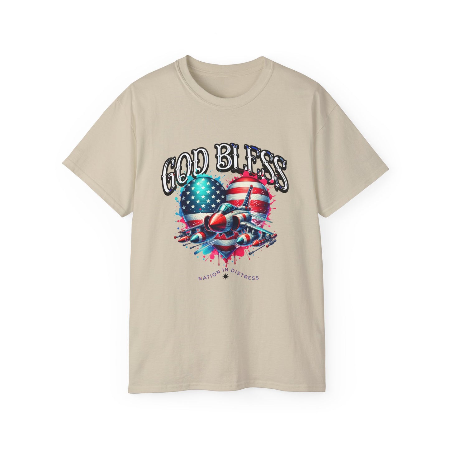 God Bless America Unisex Ultra Cotton T-Shirts, Nation in Distress Shirt, Fight for Democracy T-Shirt, God Bless the USA Tees