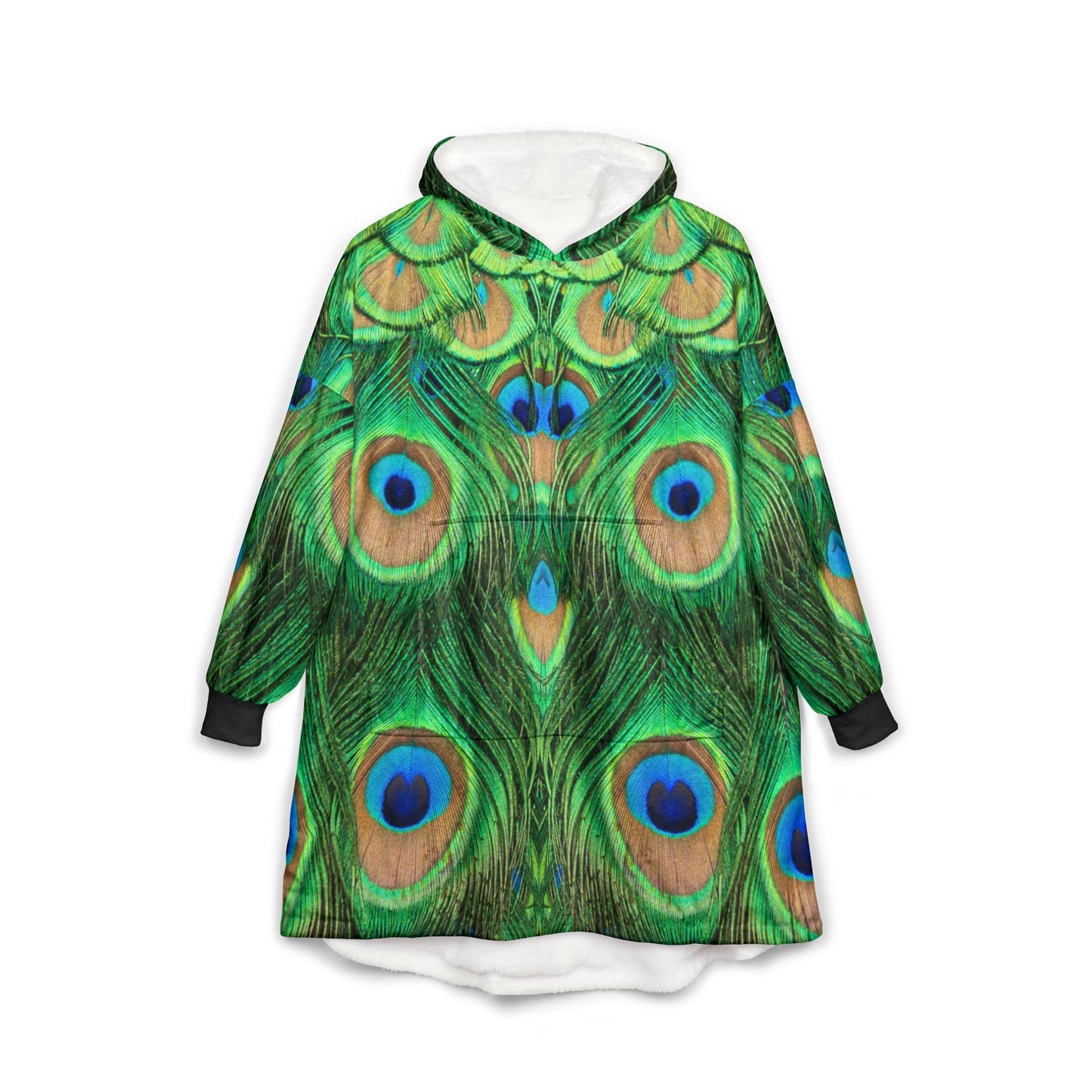 Cozy Peacock Print Hooded Blanket - Vibrant Peacock Print for Relaxation, Perfect Mother's Day Gift, Oversized Hooded Blanket