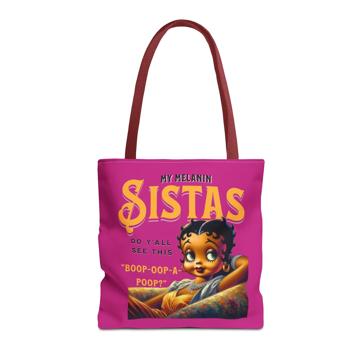 Black Betty Boop Tote Bag, 92 Percent Women Tote Bag, Cute Betty Boop Gift, Pink Betty Boop Tote Bag, Humorous Betty Boop Bag