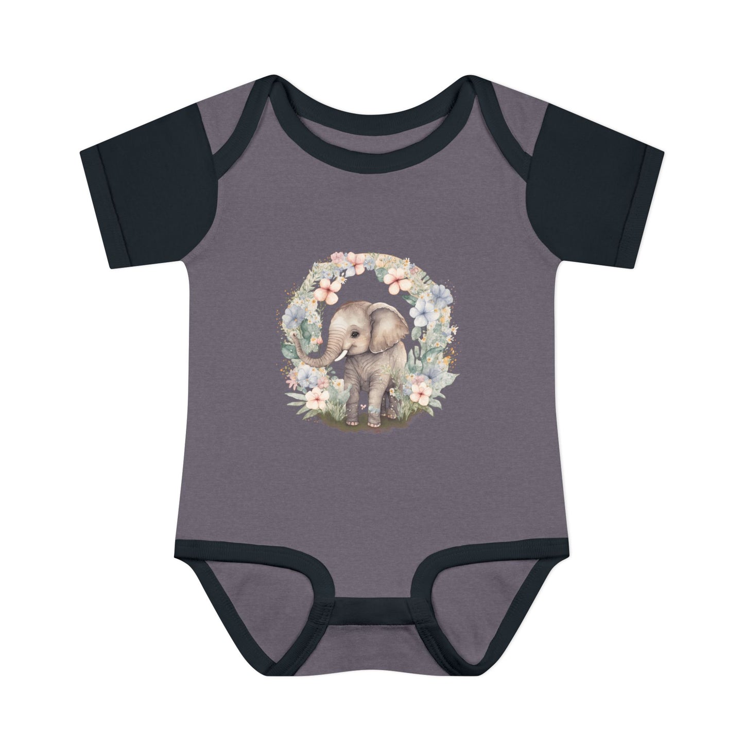 Elephant Baby Bodysuit, Cute Infant Outfit, Baby Shower Gift, Gender Neutral, Woodland Theme, Floral Design, Newborn Clothing