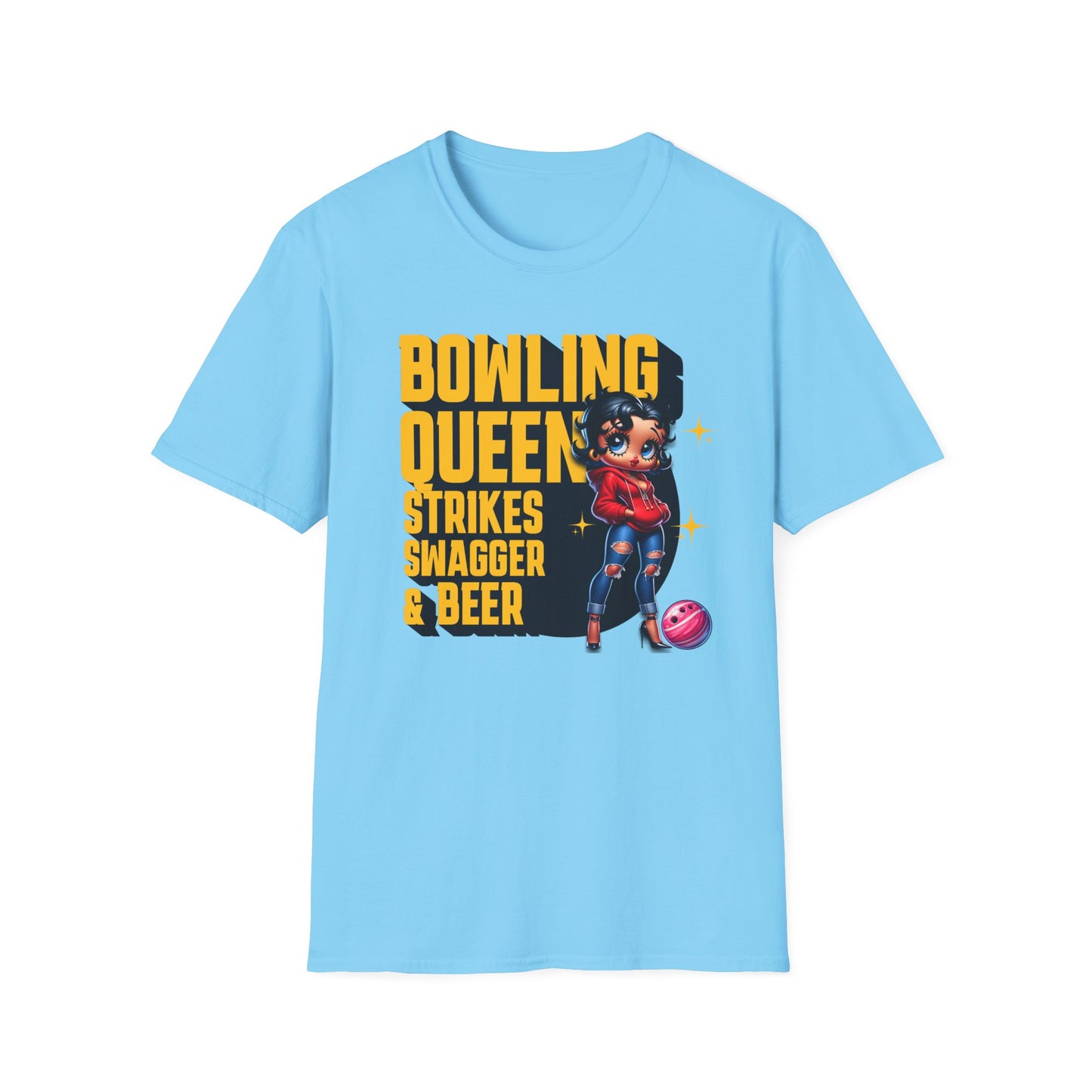 Betty Boop the Bowling Queen T-Shirt, Cute Betty Boop Shirt, Perfect Gift for a Bowler, Strikes Swagger & Beer