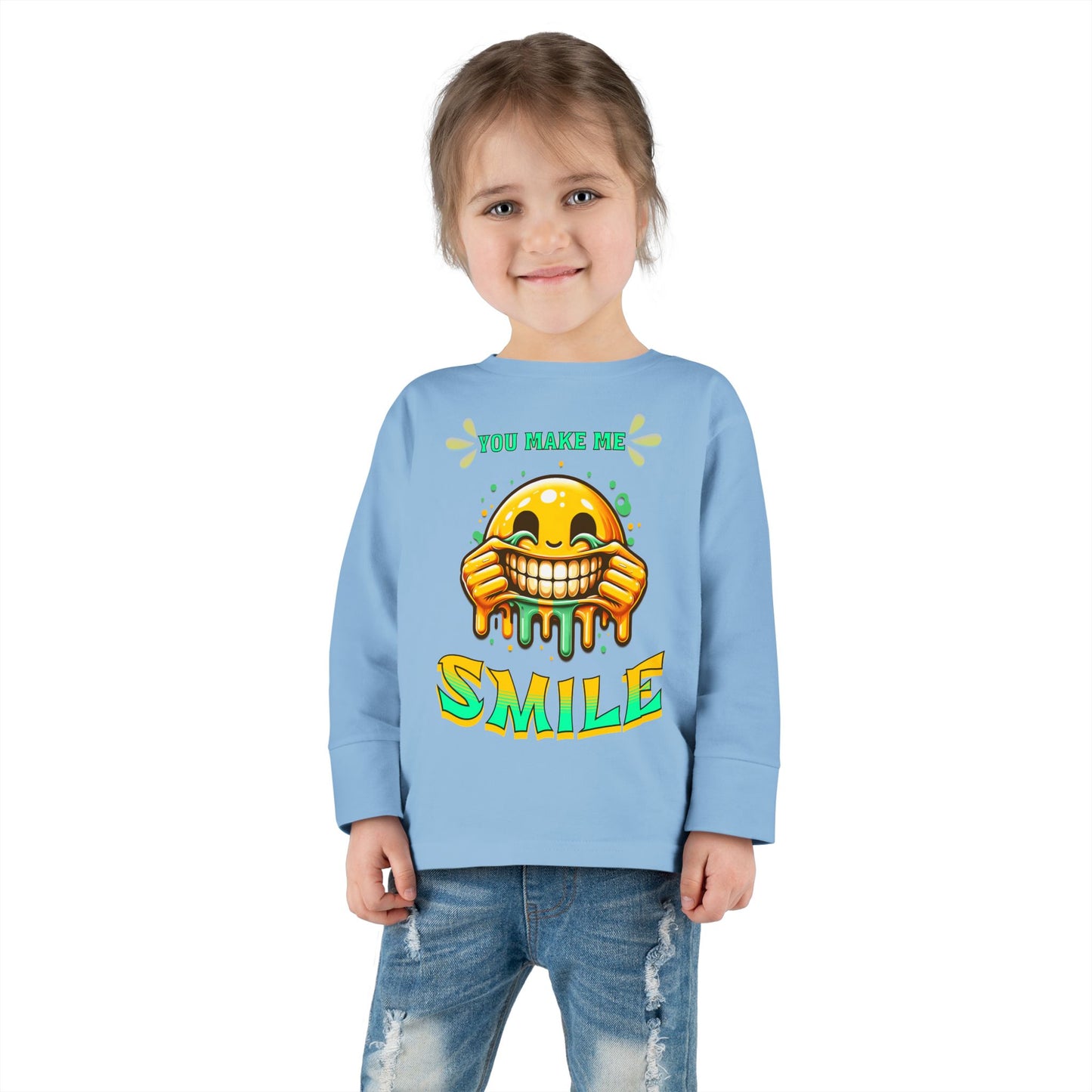 You Make Me Smile Toddler Long Sleeve Tee, Cute Kids T-Shirt, Joyful Nursery Clothing, Gift for Toddlers, Fall Fashion T-Shirts