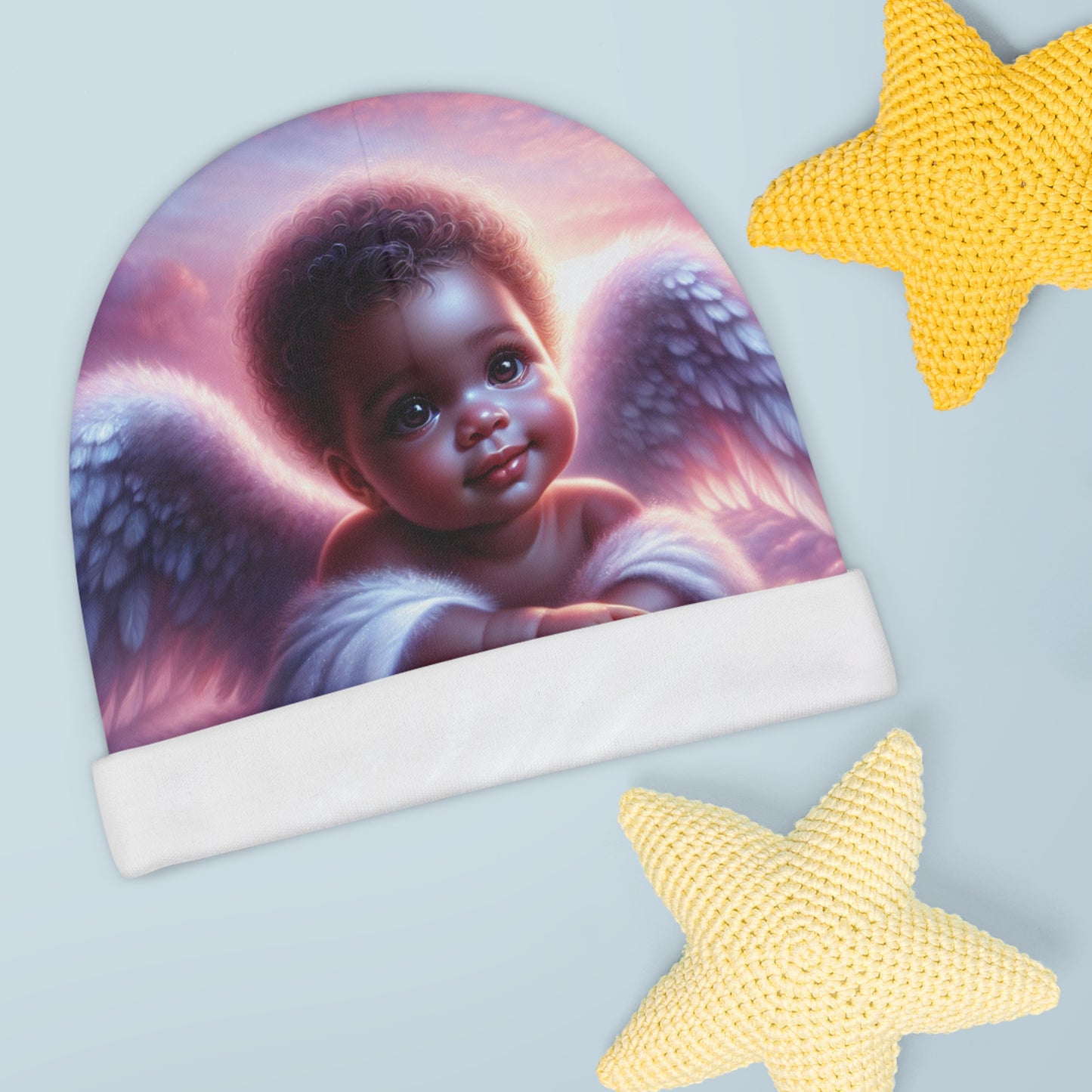 Angel Baby Beanie, Infant Hat with Wings Design, Black Baby Angel Hat for Babies, Baby Shower Gift, Cute Baby Gift for Infants, Beautifual Baby Hat