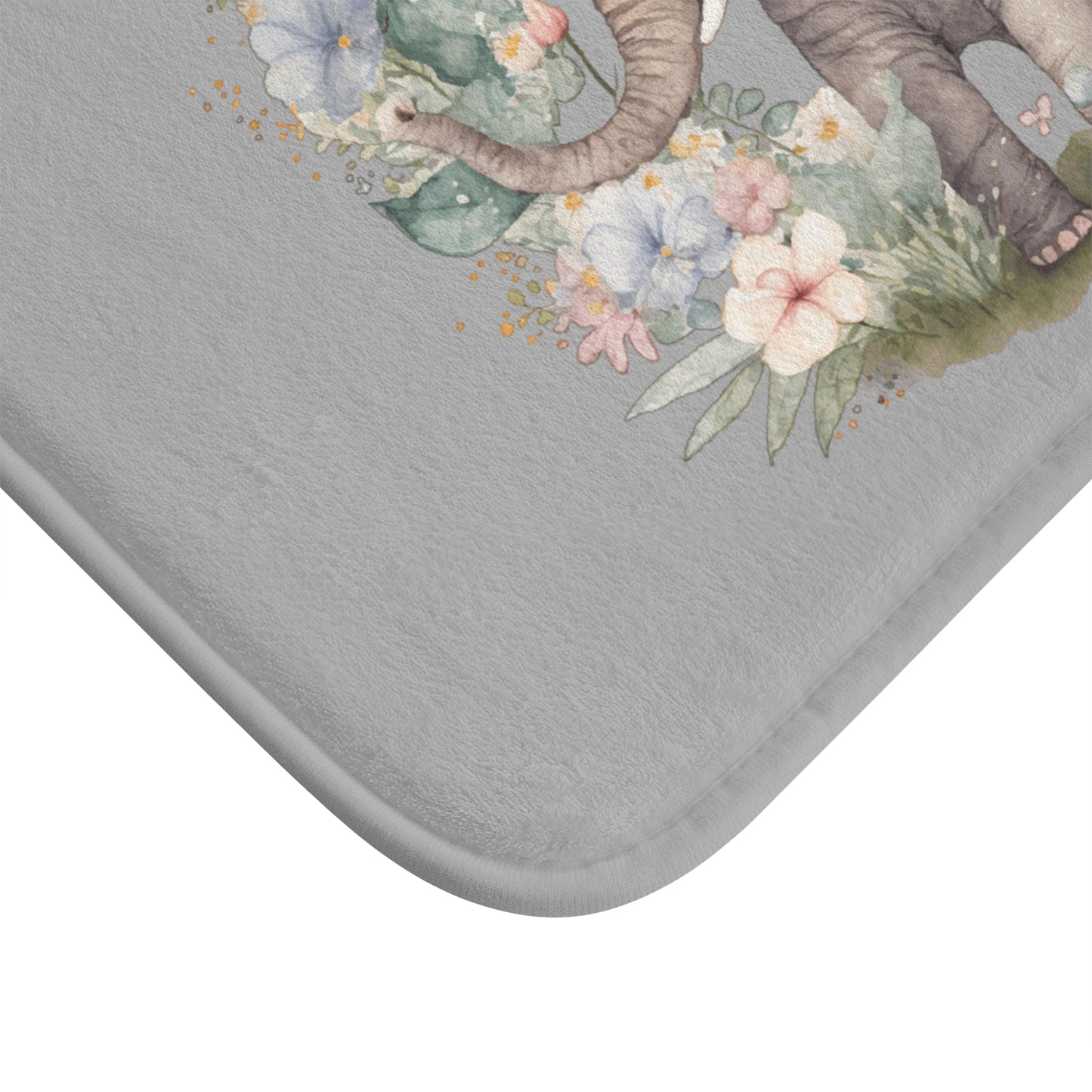 Cute Elephant Floral Bathmat, Elephant Nursery Decor, Elephant Baby Shower Gift, Elephant Bathroom Accessories, Kids Room Decor, Animal Theme