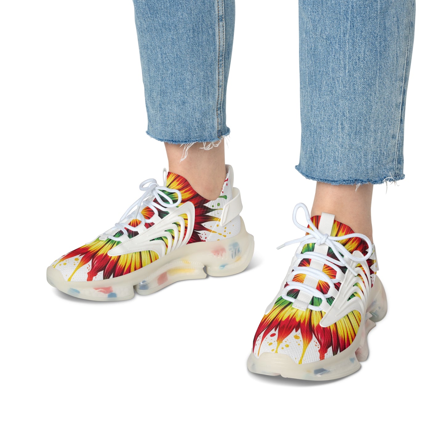 Vibrant Women's Mesh Sneakers, Stylish Athletic Shoes, Trendy Fitness Footwear, Colorful Sports Sneakers, Unique Daily Wear Footwear