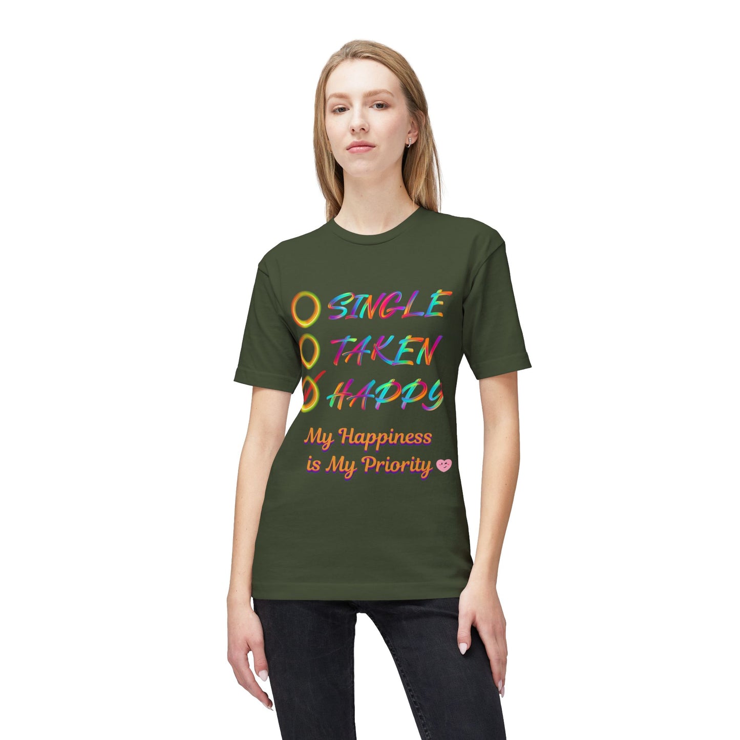 My Happiness is My Priority, Unisex Midweight T-shirt, Valentine to Myself T-Shirt, Valentine T-Shirt, Self-Love T-Shirts, Taken, Single Happy