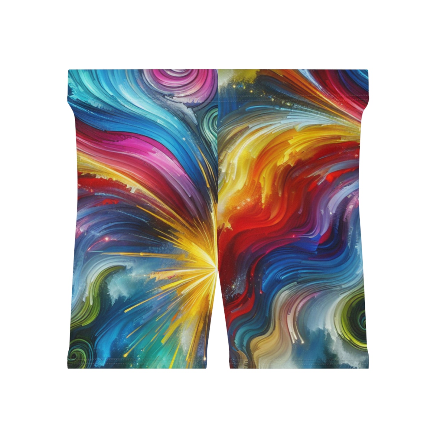 Colorful Women's Cosmic Biker Shorts - High Waist Fun Activewear, Stylish Fitness Summer Vibes, Festival Fashion, Trendy Athleisure Shorts