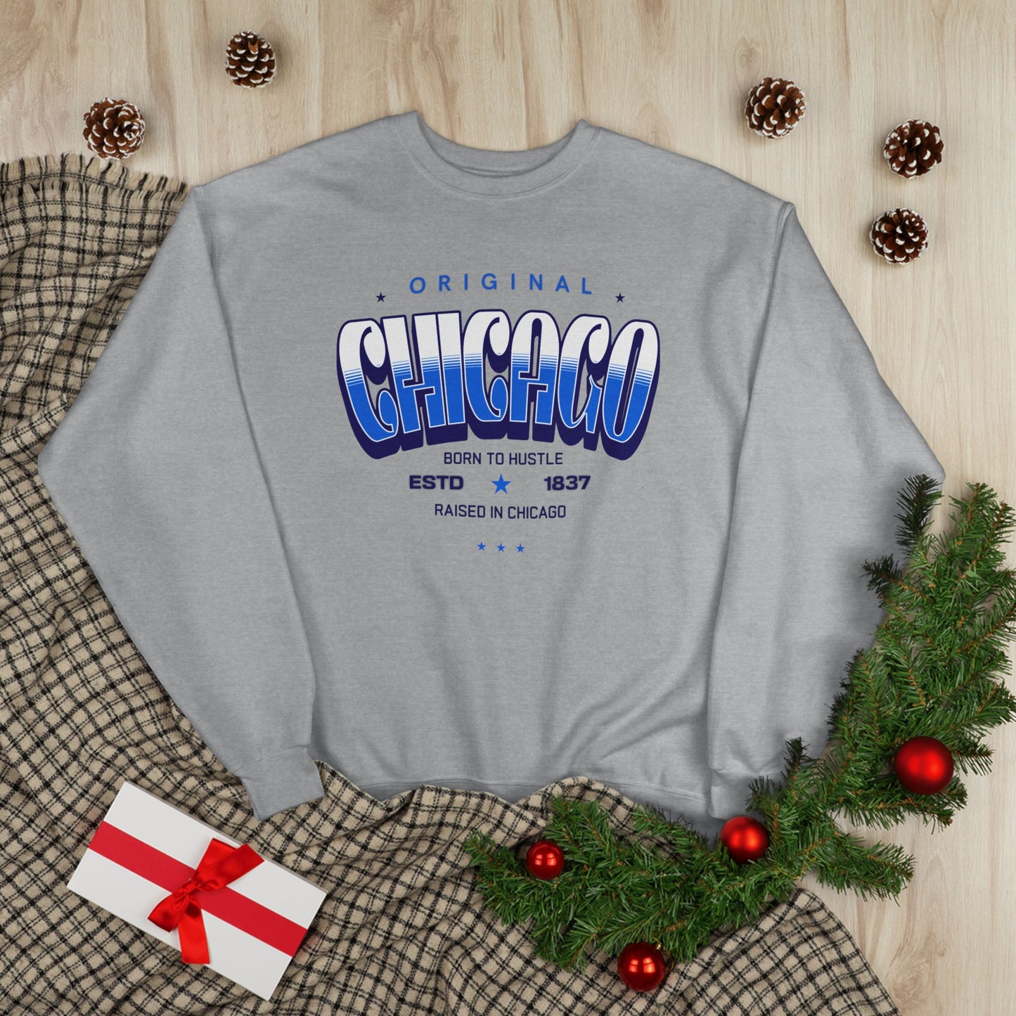 Chicago Hustle EcoSmart Crewneck Sweatshirt, Unisex Sweatshirt, Gift for Chicago Lovers, Trendy Streetwear, Casual Wear, Cozy Sweatshirt
