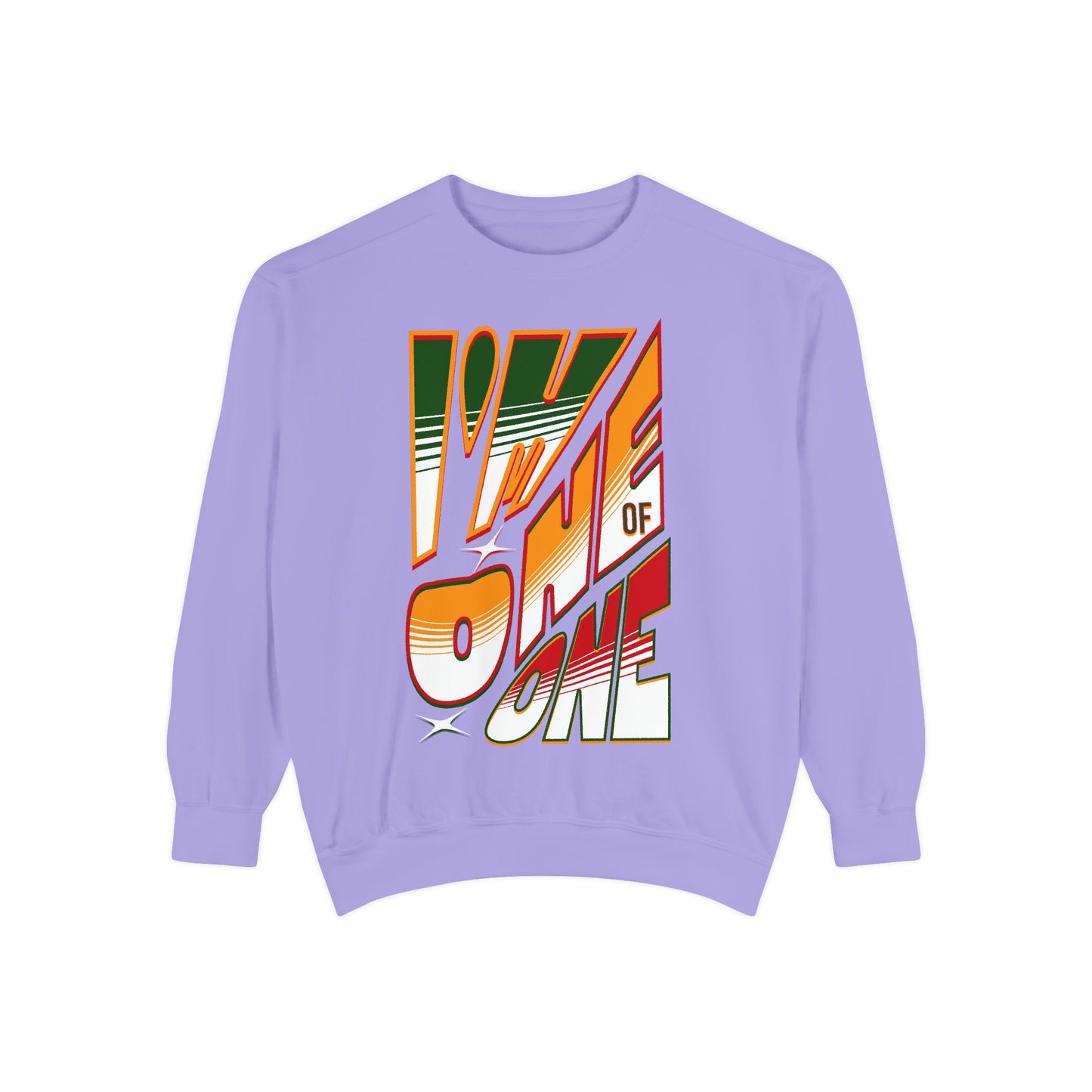 Vibrant One of One Sweatshirt, Juneteenth Garment-Dyed Sweatshirt, Red, Yellow, Green Sweatshirt, Trendy Afrocentric Color Shirt