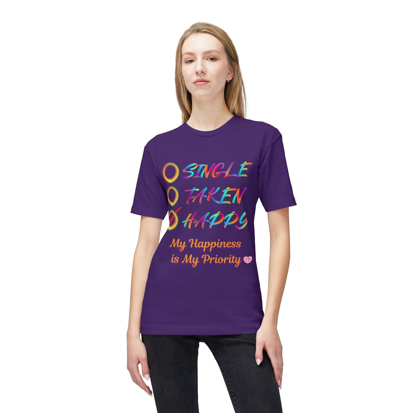 My Happiness is My Priority, Unisex Midweight T-shirt, Valentine to Myself T-Shirt, Valentine T-Shirt, Self-Love T-Shirts, Taken, Single Happy