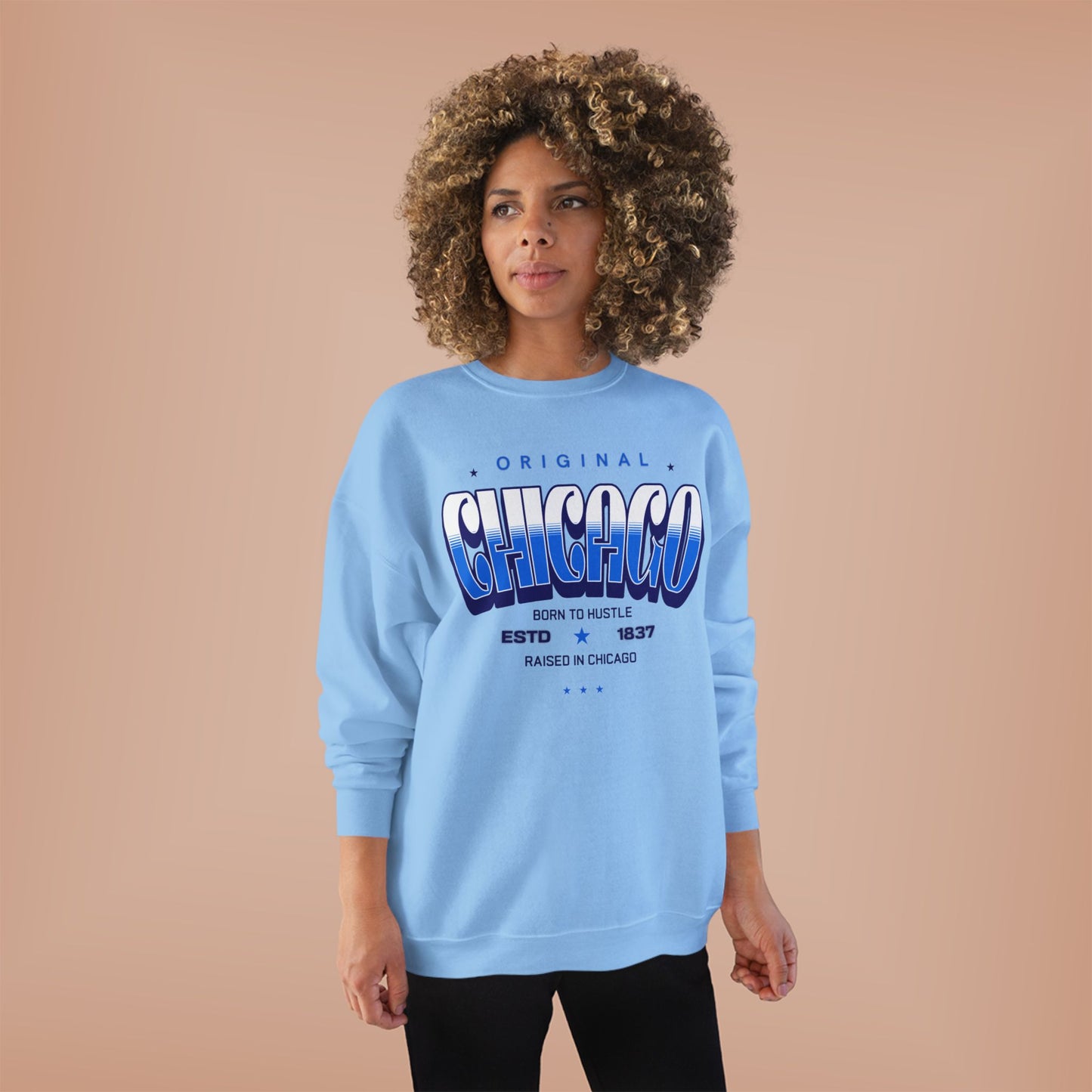 Chicago Hustle EcoSmart Crewneck Sweatshirt, Unisex Sweatshirt, Gift for Chicago Lovers, Trendy Streetwear, Casual Wear, Cozy Sweatshirt
