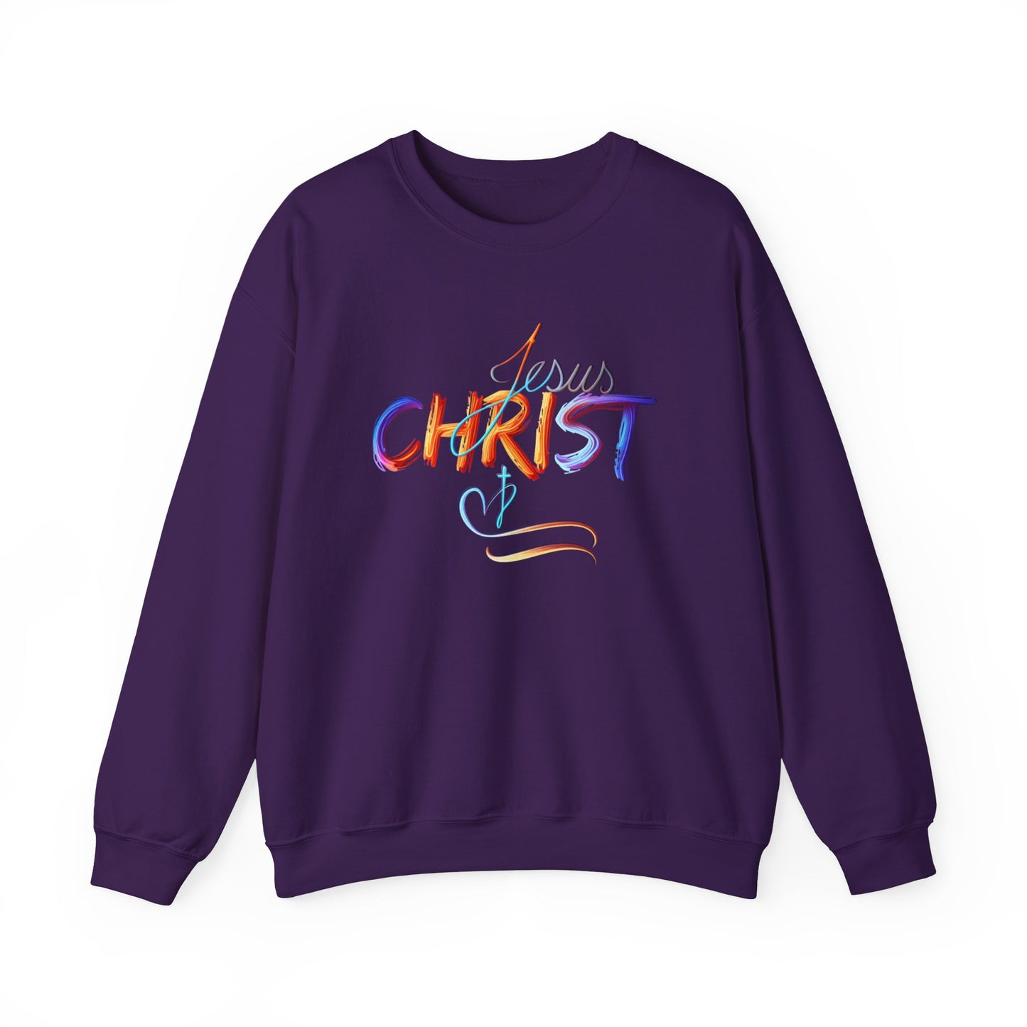 Jesus Christ – Faith & Light Crewneck Sweatshirt, Christian Apparel, Bold Christian Graphics, Christian Gifts, Faith-Based Art, Gospel Merchandise