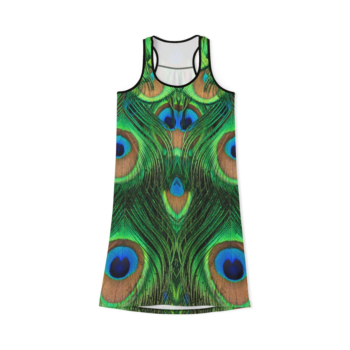 Peacock Feather Women's Racerback Dress - Cute Stylish Summer Fashion, Peacock Lover's Dress for Women