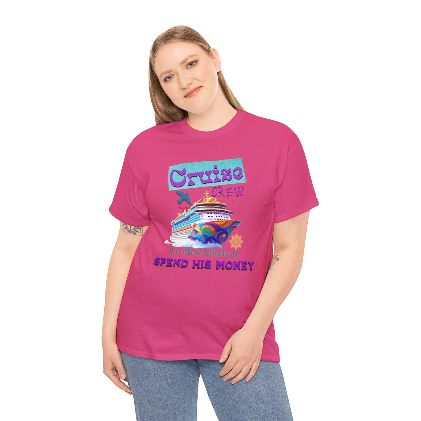 Funny Cruise Crew Tee, Vacation T-Shirt, Gift for Cruise Lovers, Vacation Humor Apparel, Travel Enthusiast Shirt, Spend His Money Tee