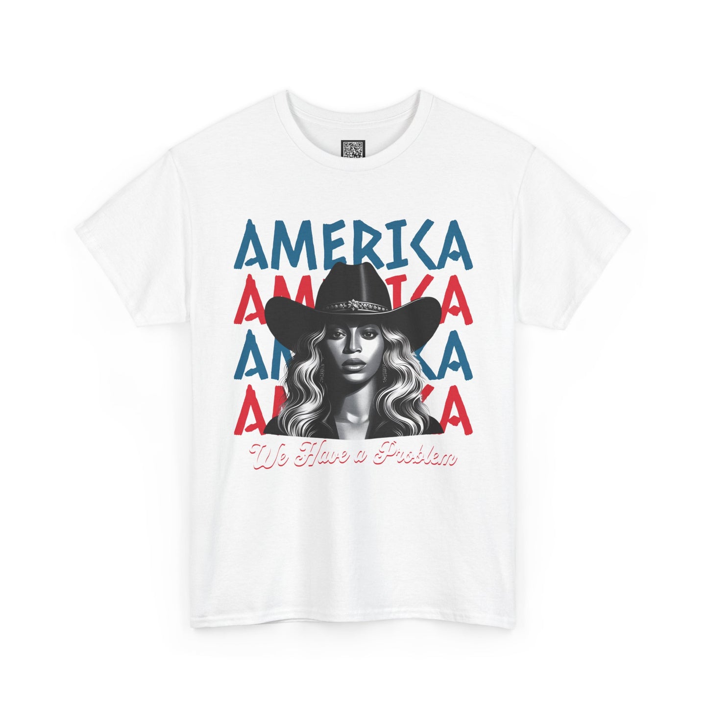 Patriotic Unisex Heavy Cotton Tee - 'Beyonce, America, We Have a Problem' Graphic Tee for Beyonce Fan Lovers, Beyonce Concert Tees