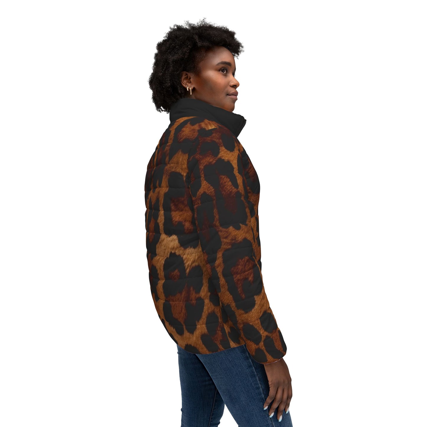 Wild & Cozy Women's Puffer Jacket, Animal Print Outerwear, Fashionable Winter Layer, Perfect Gift for Her, Casual Chic Style