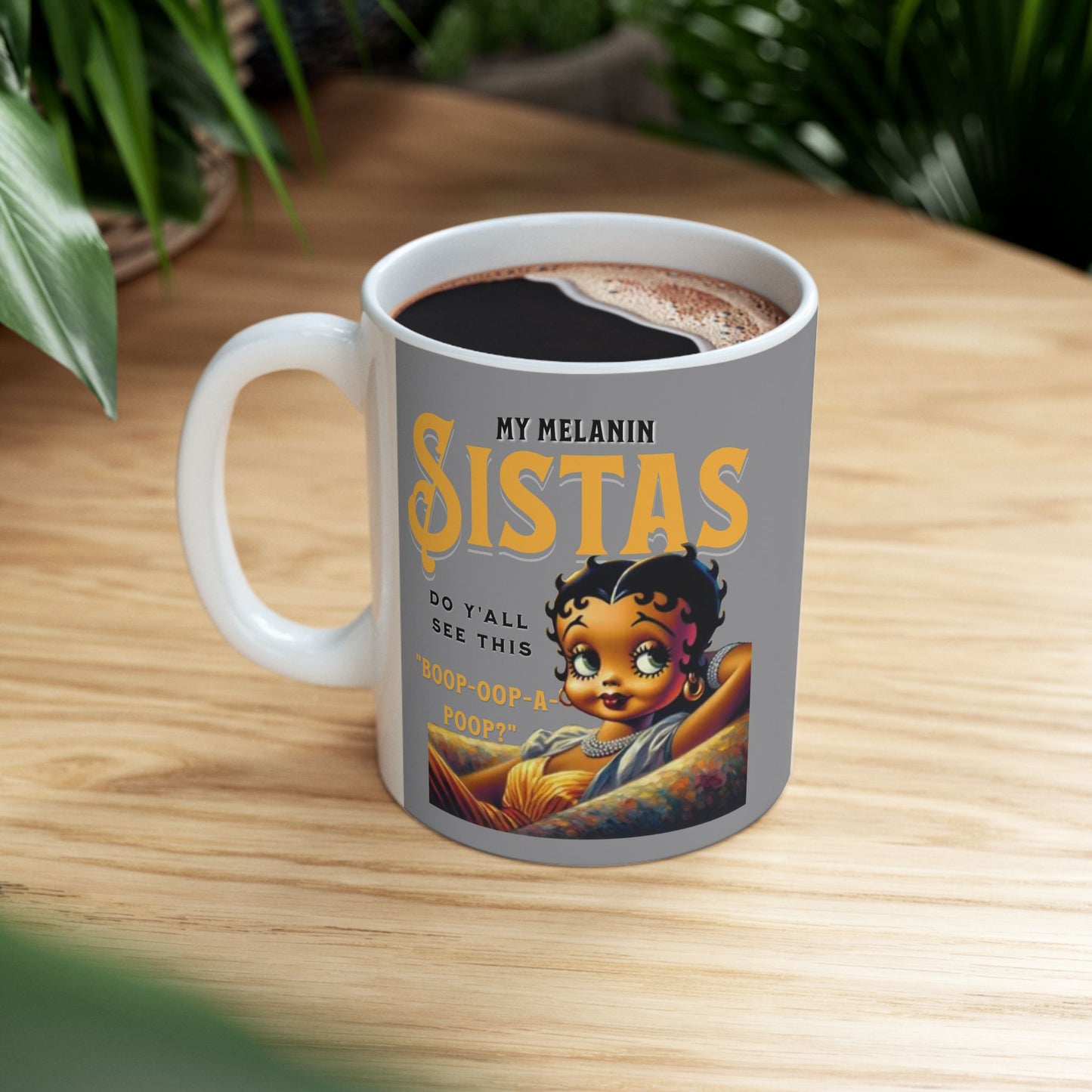 Black Betty Boop Ceramic Mug, (11oz, 15oz), Melanin Betty Boop Humorous Mug, 92 Percent Black Women Mugs, Betty Boop Merchandise