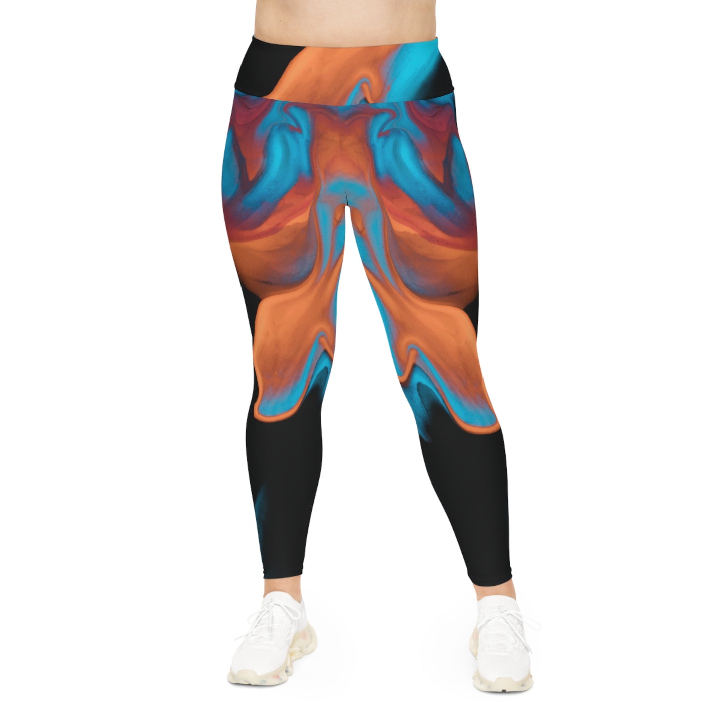 Plus Size Yoga Leggings - Vibrant Abstract Design for Comfort and Style, 2XL to 6XL Cute and Comfortable Leggings, Plus Size Fitness Pants
