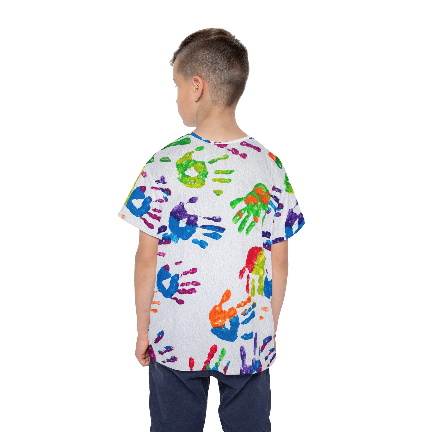 Kids Finger Paint Print Sports Jersey, Unique Colorful Shirt for Boys and Girls, Fingerpaint Children's Shirts,