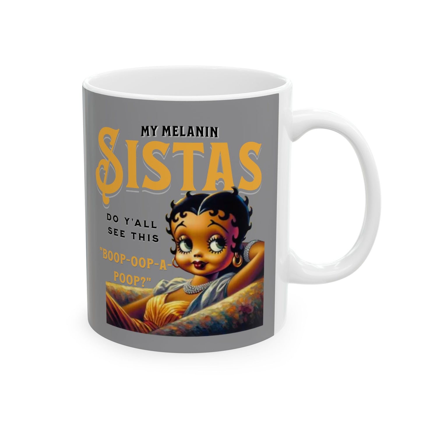 Black Betty Boop Ceramic Mug, (11oz, 15oz), Melanin Betty Boop Humorous Mug, 92 Percent Black Women Mugs, Betty Boop Merchandise