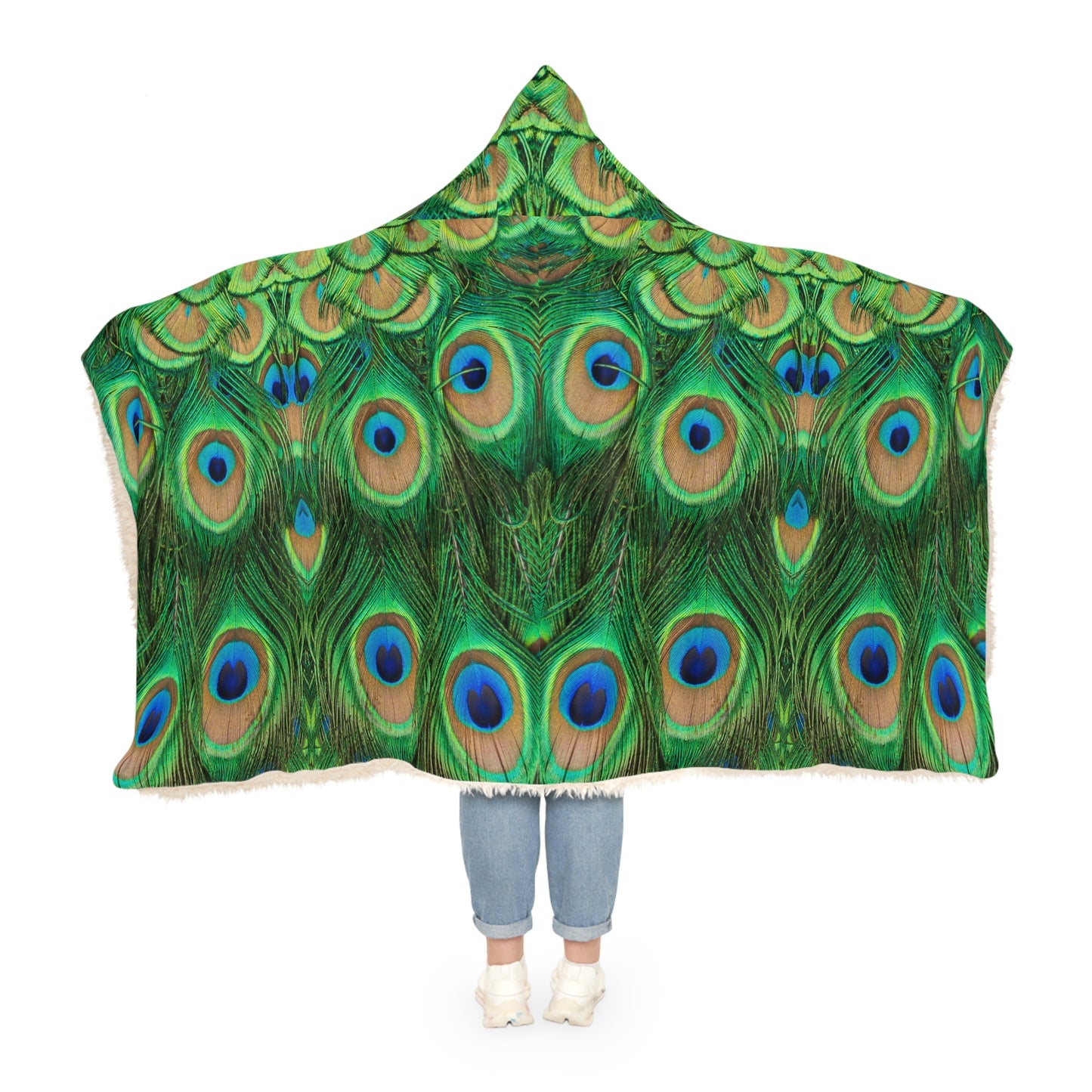 Peacock Pattern Snuggle Blanket - Cozy Hooded Throw for Relaxation & Gifts, Soft and Comfortable Mother's Day Gift,