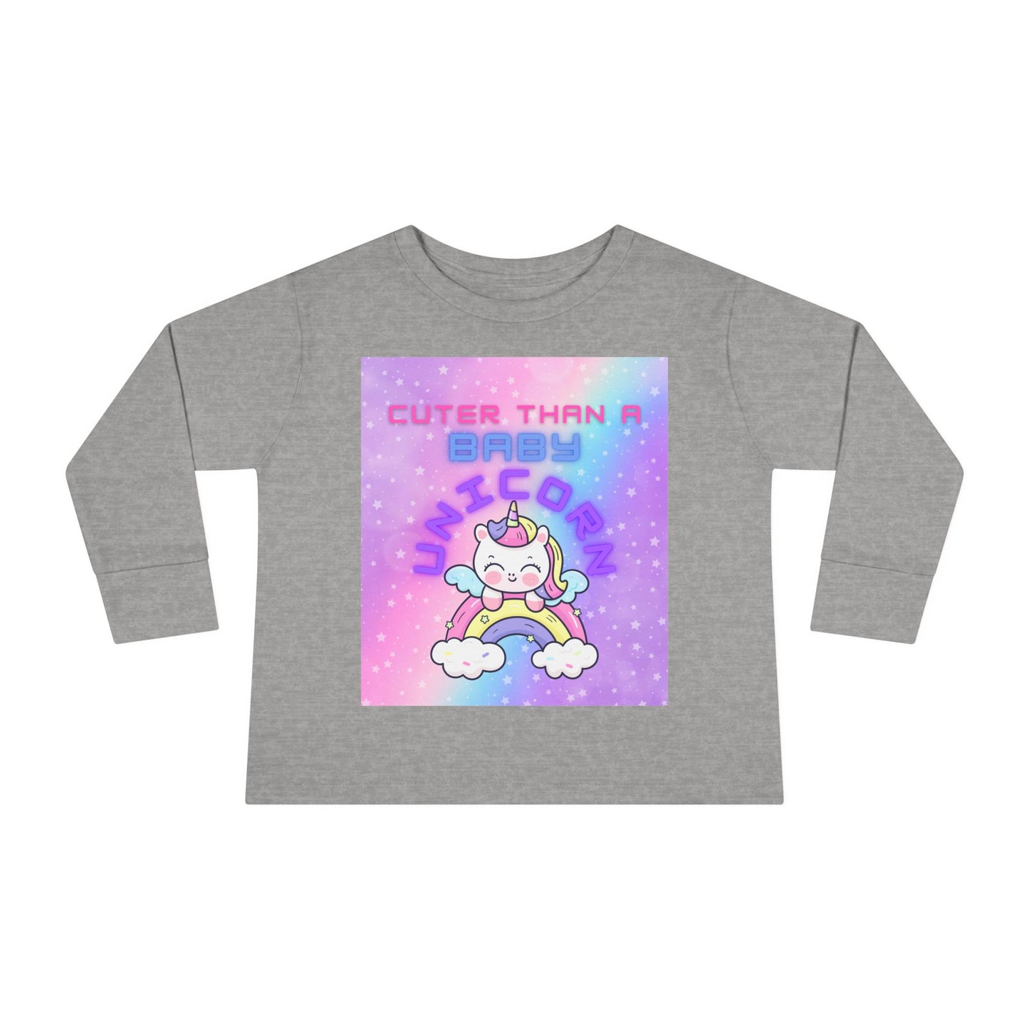Cuter Than a Unicorn Toddler Long Sleeve Tee, Cute Birthday Gifts for Toddlers,