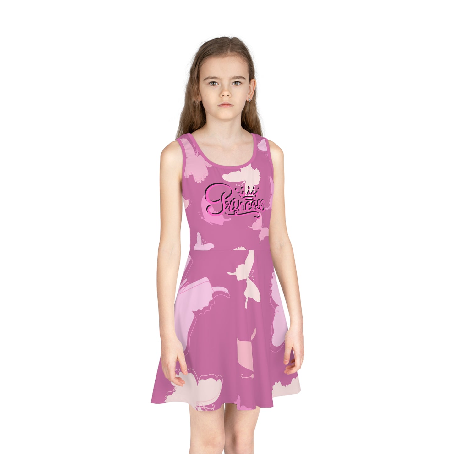 Girls' Princess Soft Purple Butterfly Sleeveless Sundress, Princess Dress for Girls 2T to XL, Cute Butterfly Dress for Toddlers
