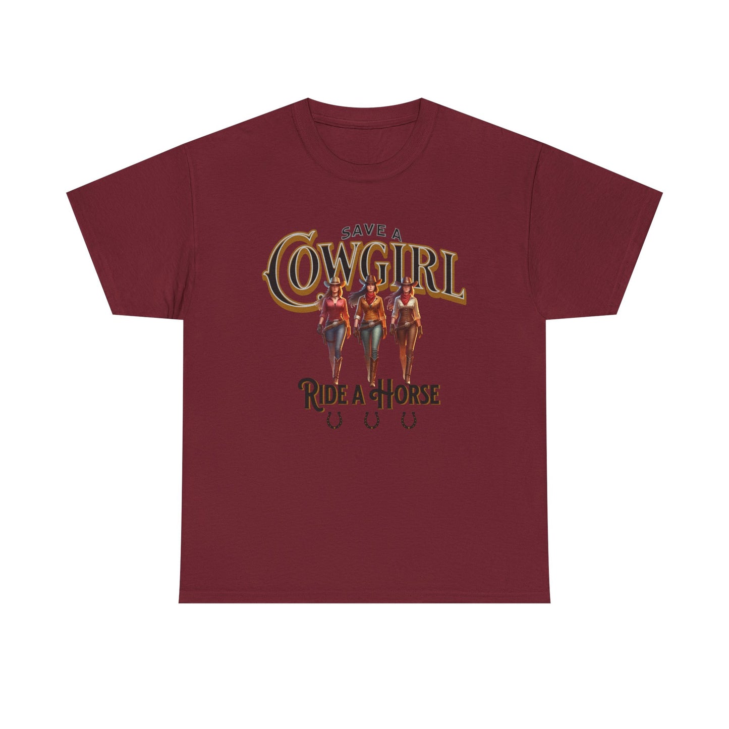 Save a Cowgirl Ride a Horse, Humorous Cowgirl T-Shirt, Cute Cowgirl Shirt for a Gift, Funny Cowgirl T-Shirt for Women, Horse Lover Shirt