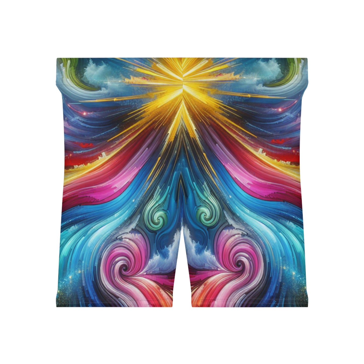 Colorful Galaxy Print Women's Biker Shorts - Abstract Swirl Design | Activewear, Fitness, Summer, Beach, Casual Wear, Beach Shorts