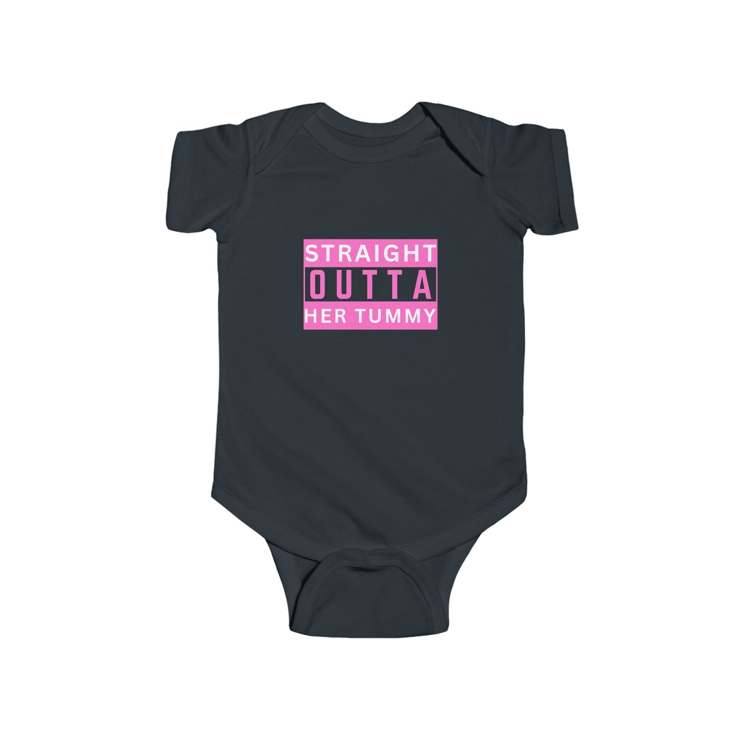 Straight Outta Her Tummy Infant Girls Fine Jersey Bodysuit, Funny Baby Onesies, Cute Baby Girl Onesie from 0-24 Months, Onesies for Girls, Cute Baby Shower Gift