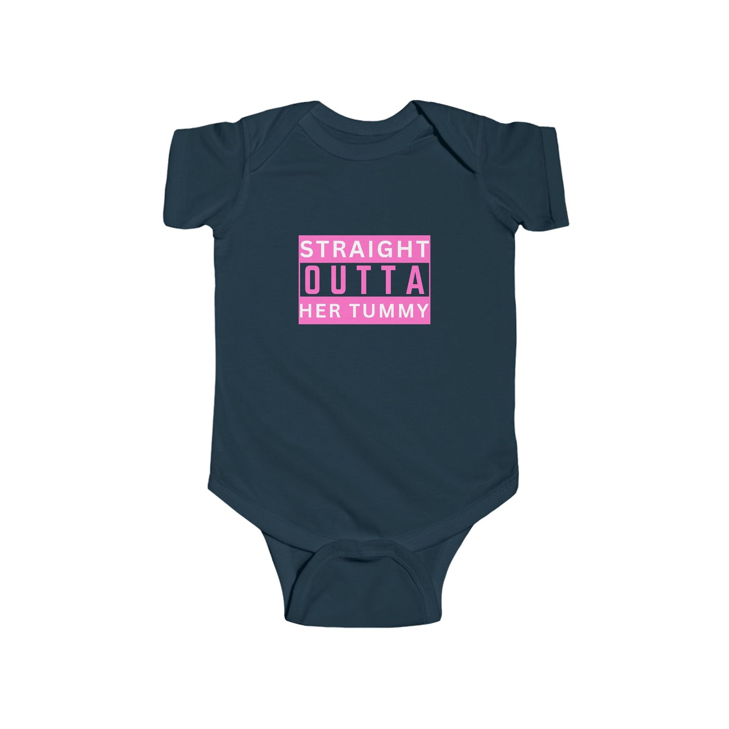 Straight Outta Her Tummy Infant Girls Fine Jersey Bodysuit, Funny Baby Onesies, Cute Baby Girl Onesie from 0-24 Months, Onesies for Girls, Cute Baby Shower Gift