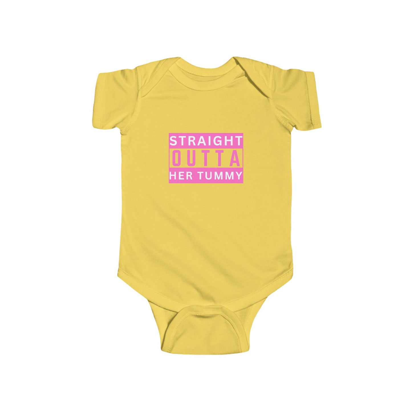 Straight Outta Her Tummy Infant Girls Fine Jersey Bodysuit, Funny Baby Onesies, Cute Baby Girl Onesie from 0-24 Months, Onesies for Girls, Cute Baby Shower Gift