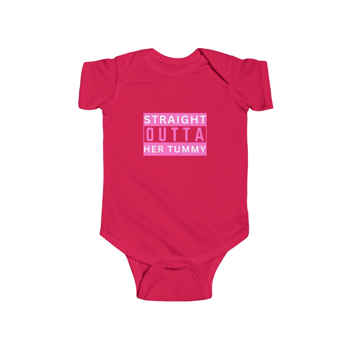 Straight Outta Her Tummy Infant Girls Fine Jersey Bodysuit, Funny Baby Onesies, Cute Baby Girl Onesie from 0-24 Months, Onesies for Girls, Cute Baby Shower Gift