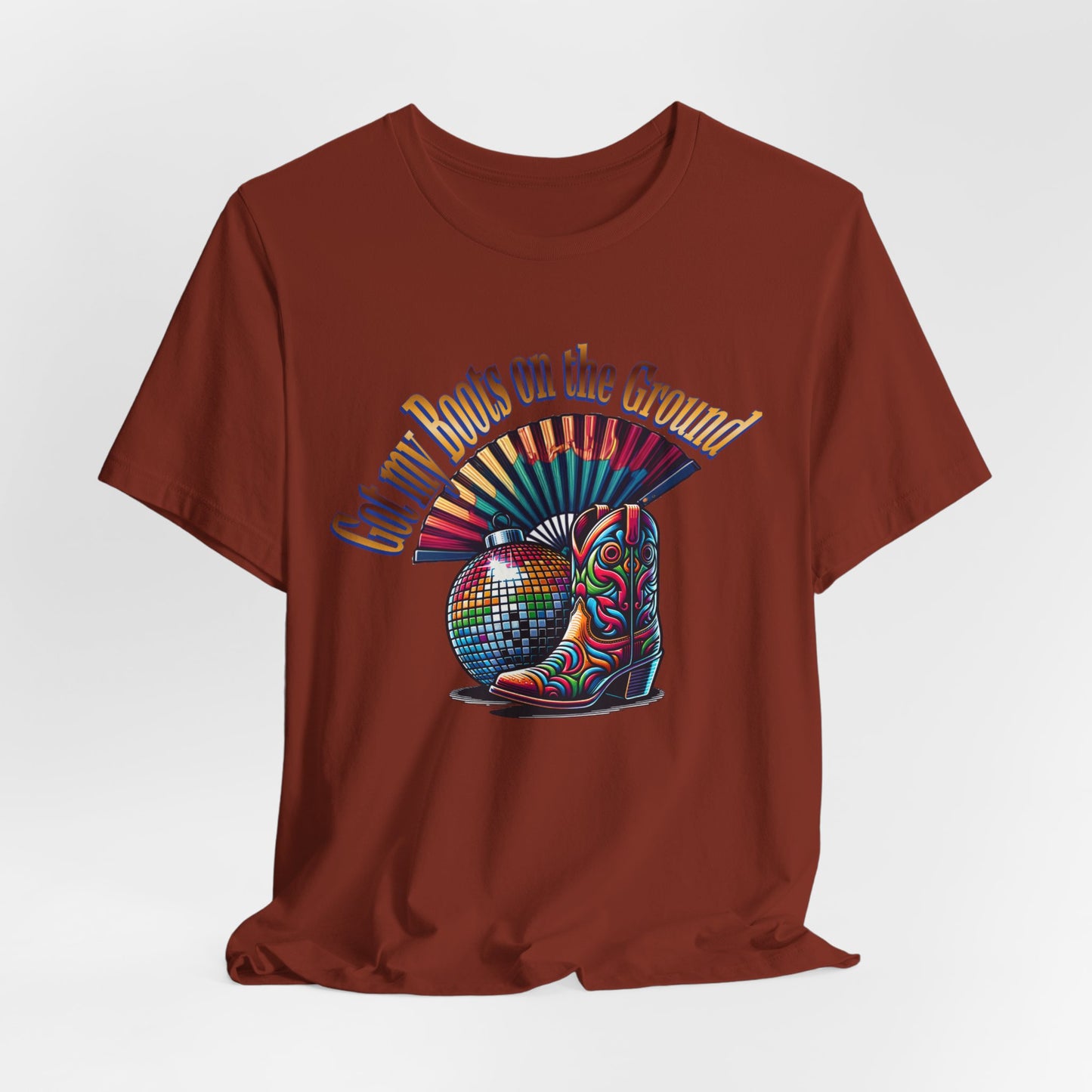 Boots on the Ground Groove Tee, Disco Ball Unisex Jersey Tee - Fun Tee for Latest Dance Crave Boots on the Ground Music Lovers