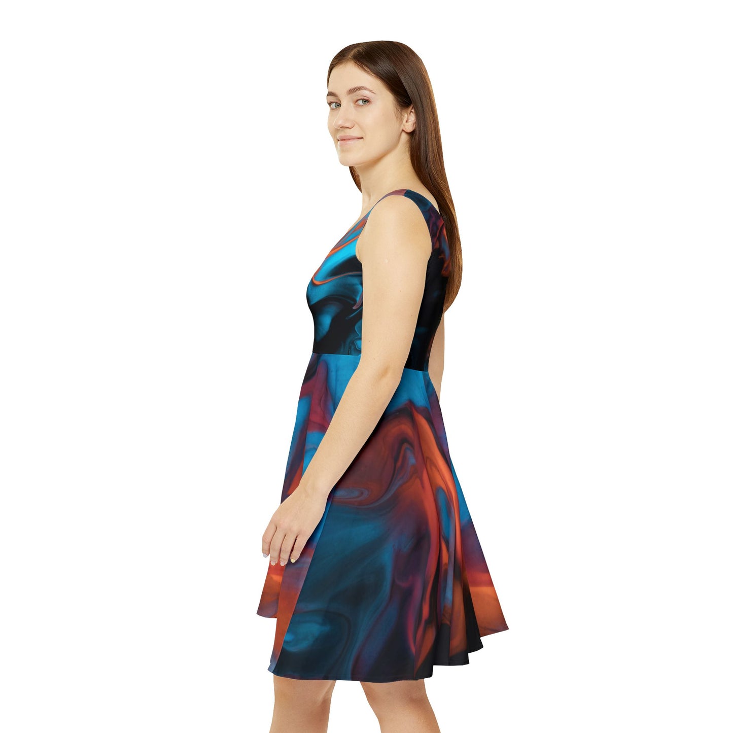 Vibrant Abstract Women's Skater Dress - Perfect for Summer Events & Parties, Cute Summer Dress for Women, One of a Kind Print