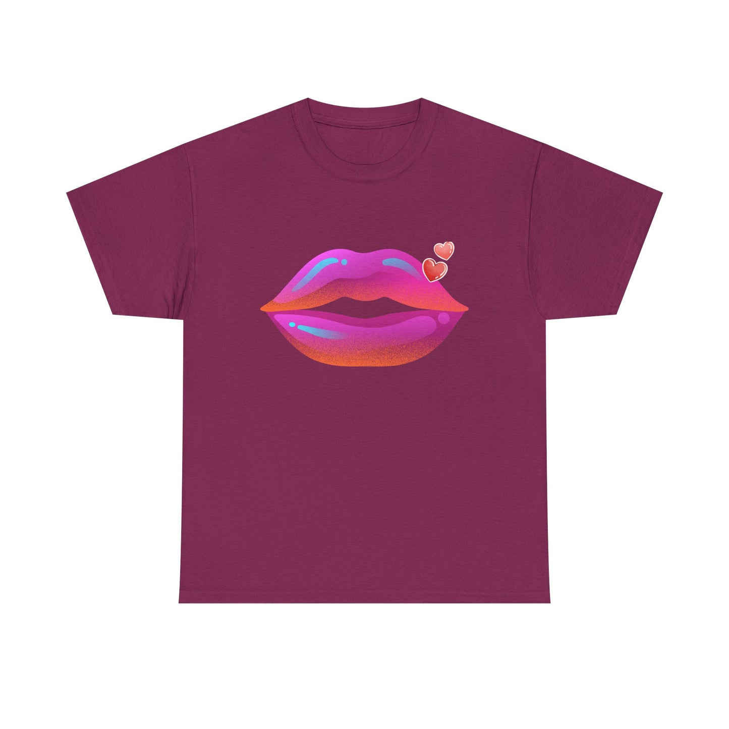 Bold Kiss Lips with Hearts Shirt, Vibrant Pop Art Lip T-Shirt, Valentine T-Shirt Gift, Lip Art Shirt, Black History T-Shirts for Women