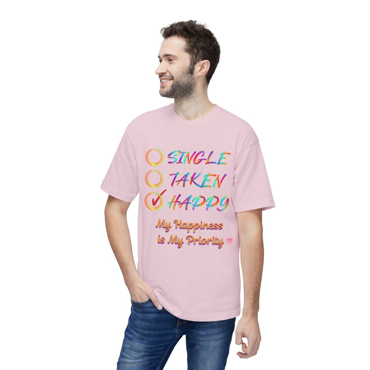 My Happiness is My Priority, Unisex Midweight T-shirt, Valentine to Myself T-Shirt, Valentine T-Shirt, Self-Love T-Shirts, Taken, Single Happy