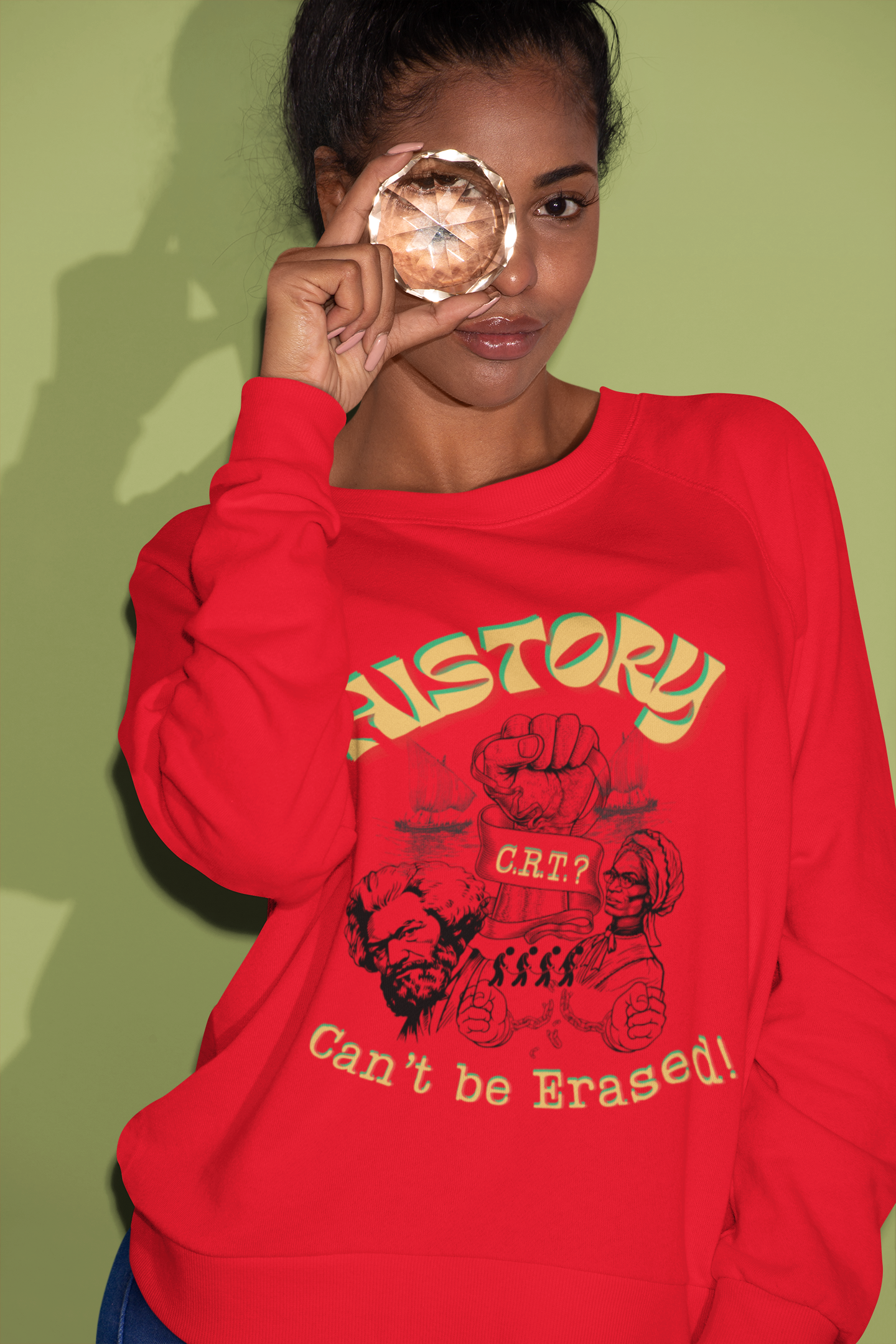 "History Can't Be Erased" Unisex NuBlend® Crewneck Sweatshirt, CRT Cannot Exist History is Real, Pro-History Sweatshirt, Juneteenth Sweatshirts