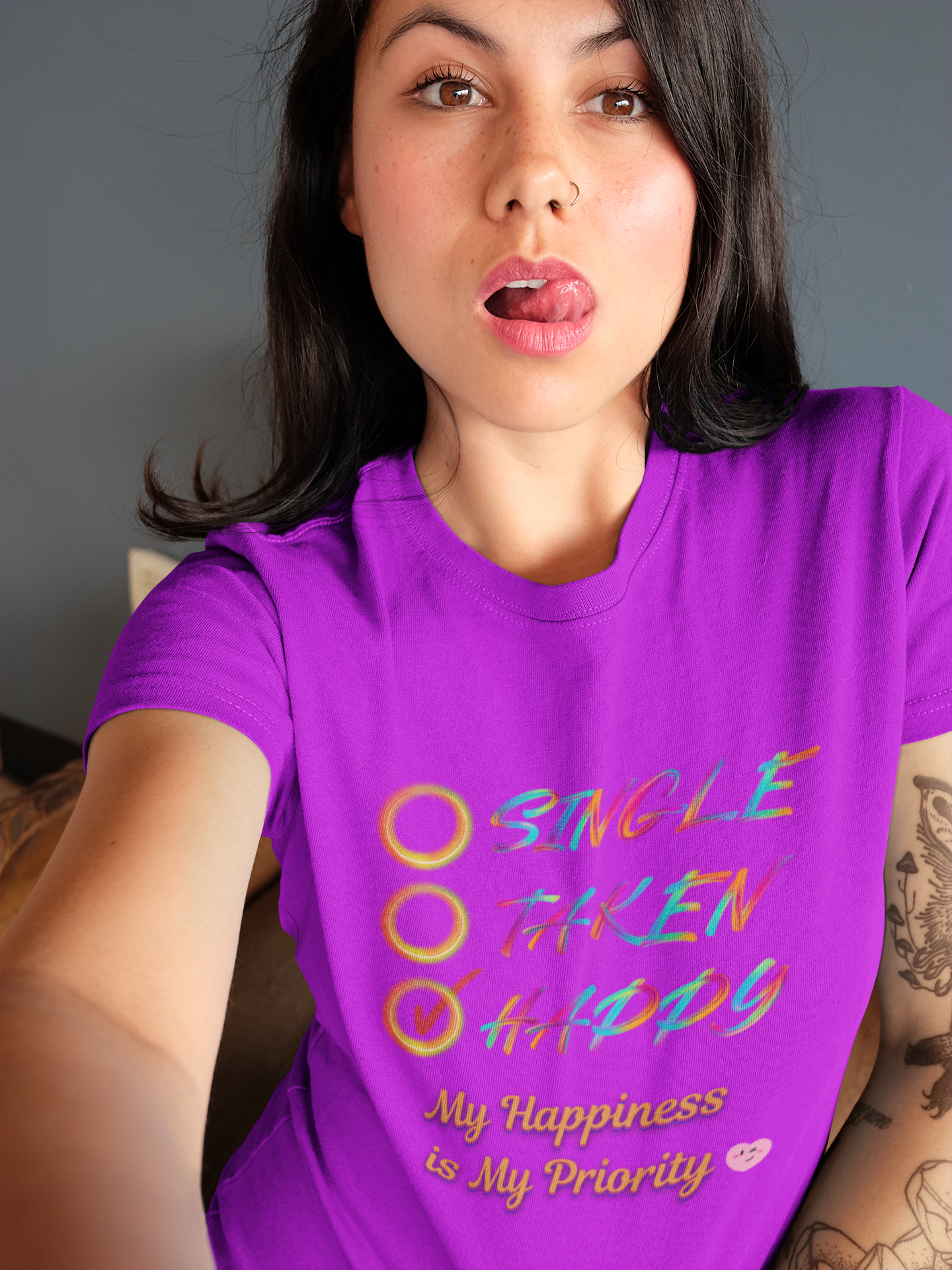 My Happiness is My Priority, Unisex Midweight T-shirt, Valentine to Myself T-Shirt, Valentine T-Shirt, Self-Love T-Shirts, Taken, Single Happy