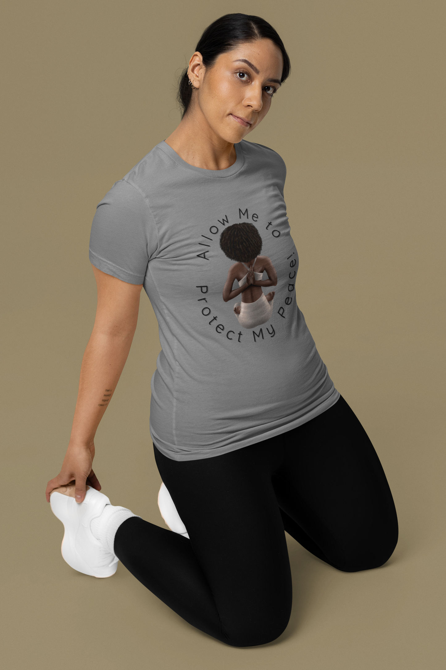 Protect My Peace Yoga Art - Afrocentric Serenity T-Shirt, Black History Month Shirts, T-Shirt Gift for Black Women, Gift for Yoga Enthusiast