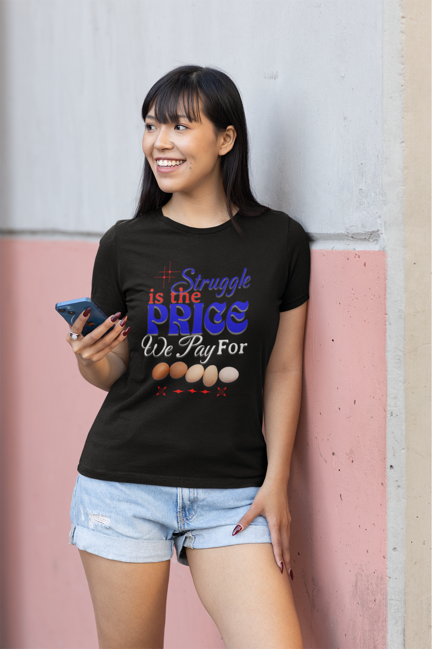 Struggle Is the Price We Pay - Funny Egg Design, Funny Inspirational Quote, Humor with Motivation T-Shirt, Are Egg Prices Lowered Yet?