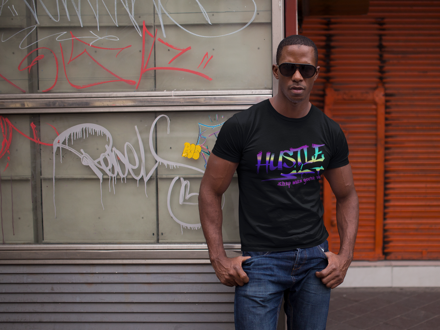 Hustle Hard - Vibrant Graffiti Design, Graffiti-Inspired Art, Motivational Merchandise, Entrepreneur Lifestyle Apparel, Unisex Motivational Gift