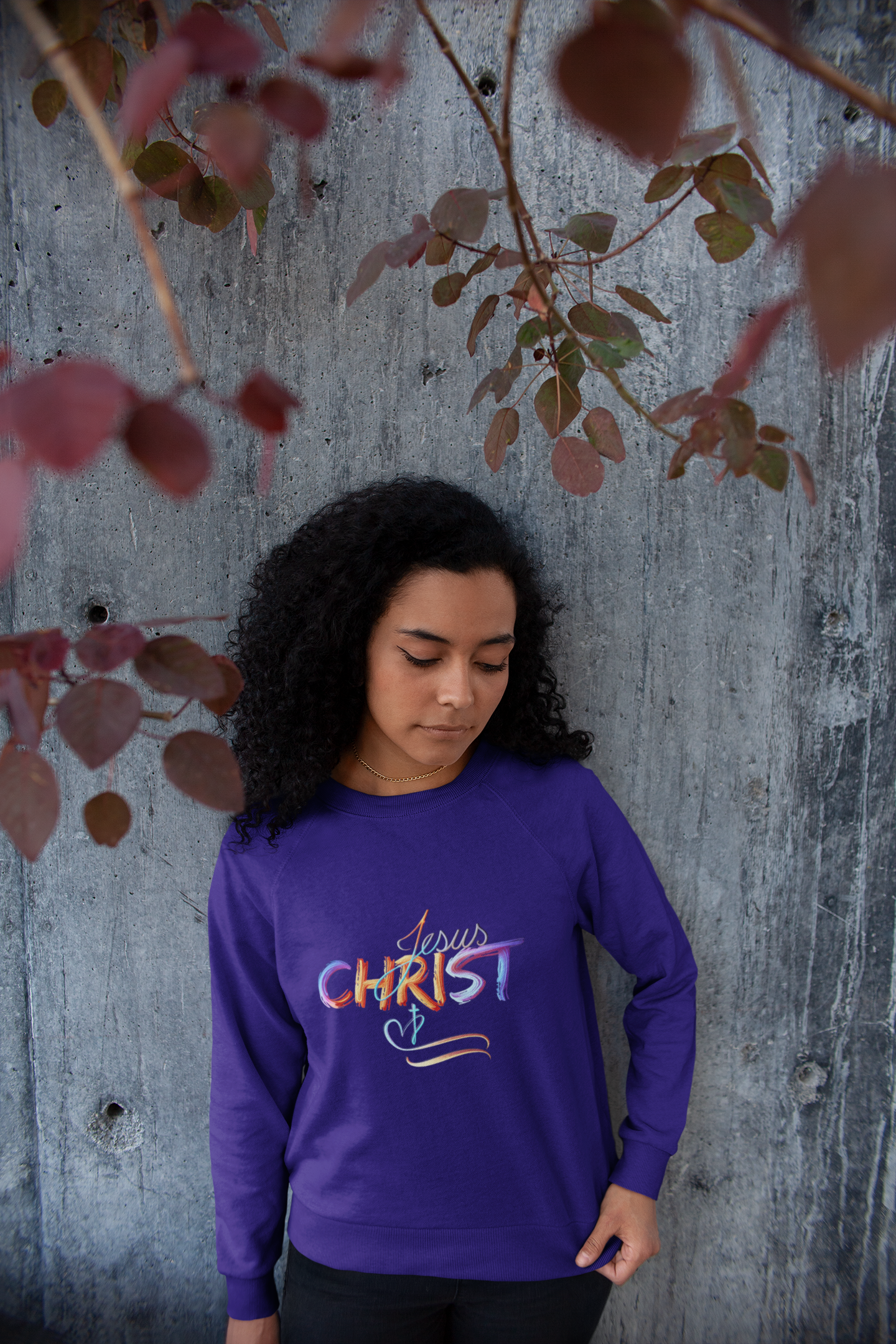 Jesus Christ – Faith & Light Crewneck Sweatshirt, Christian Apparel, Bold Christian Graphics, Christian Gifts, Faith-Based Art, Gospel Merchandise