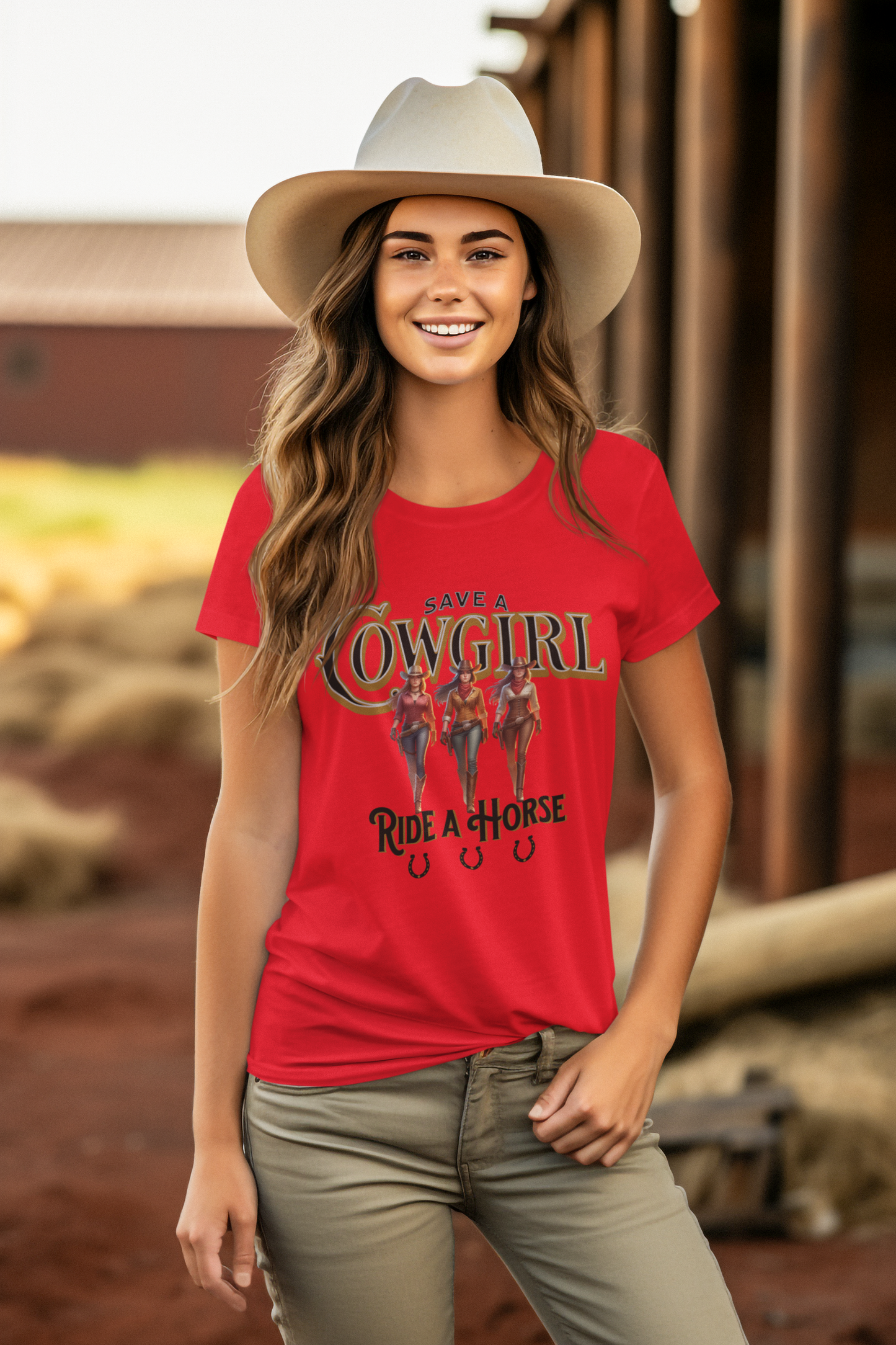 Save a Cowgirl Ride a Horse, Humorous Cowgirl T-Shirt, Cute Cowgirl Shirt for a Gift, Funny Cowgirl T-Shirt for Women, Horse Lover Shirt