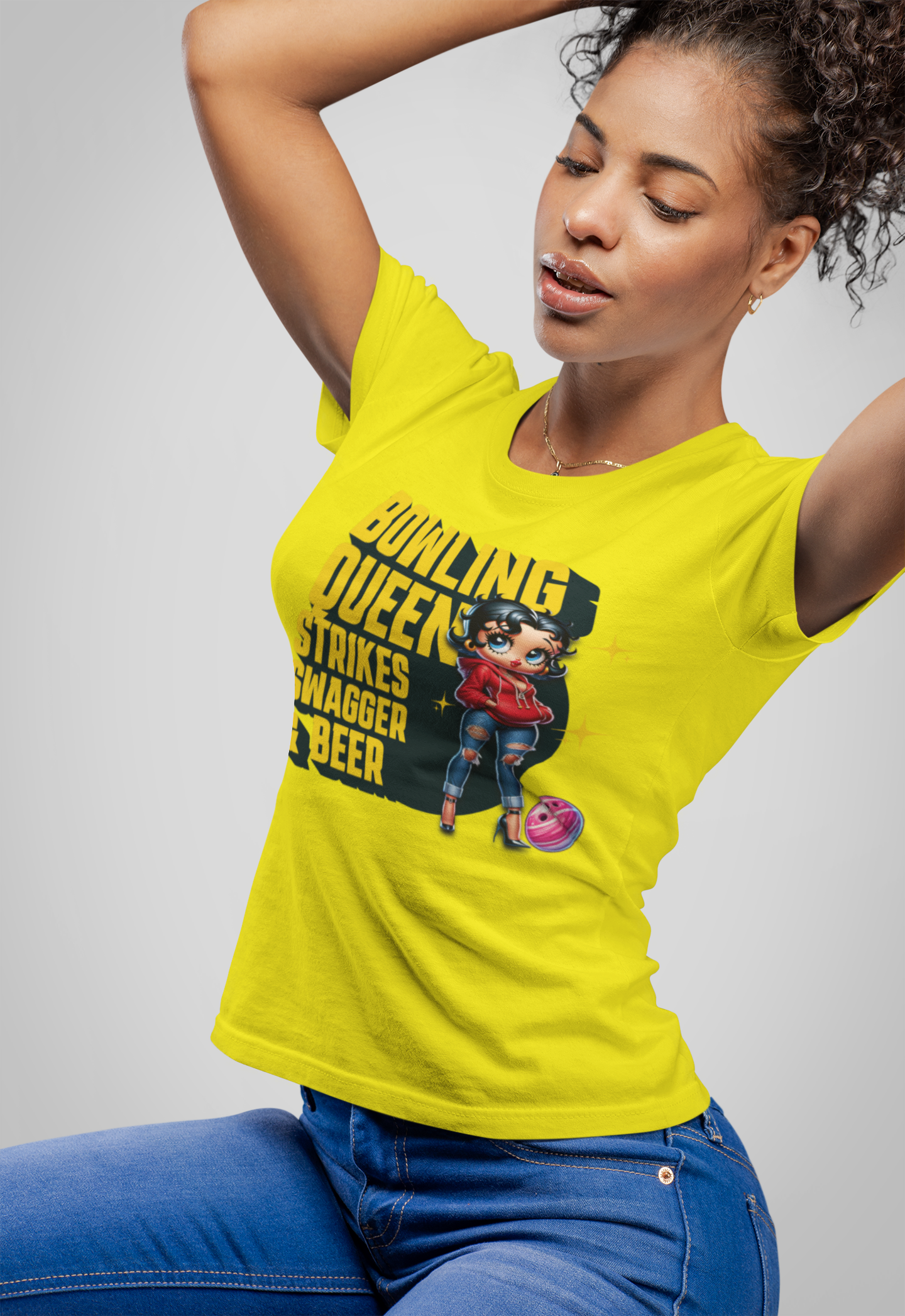 Betty Boop the Bowling Queen T-Shirt, Cute Betty Boop Shirt, Perfect Gift for a Bowler, Strikes Swagger & Beer