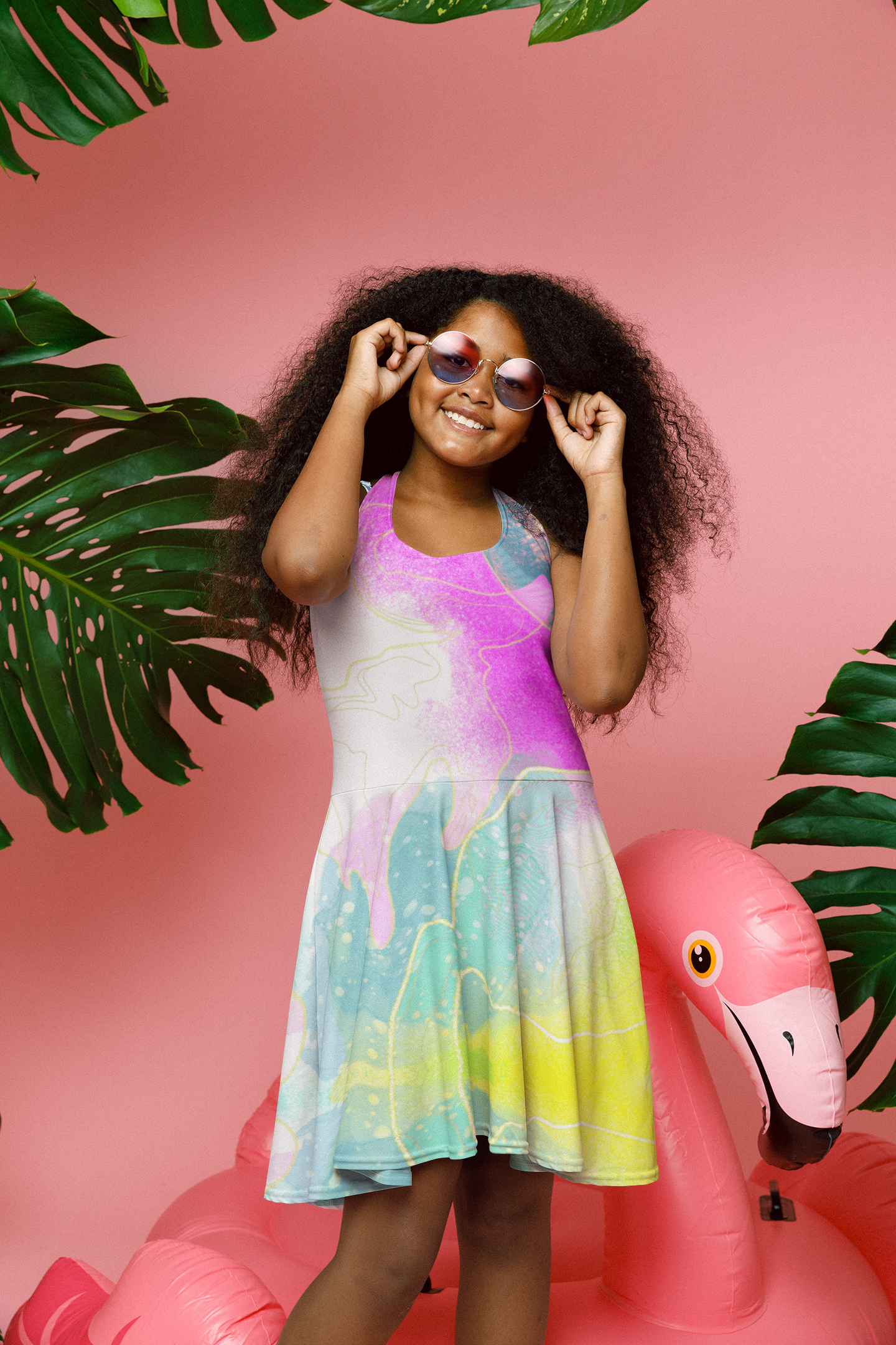 Pastel Abstract Girls' Sundress | Colorful Summer Dress for Playful Days, Girls Pastel Summer Dress, Toddler Sizes 2T to XL