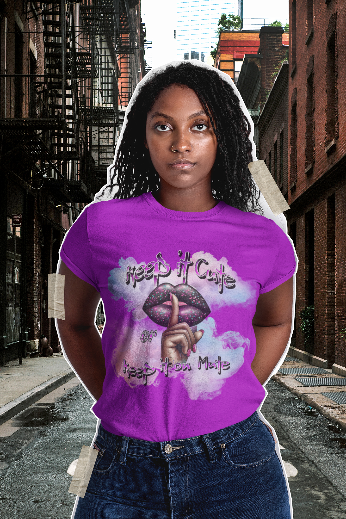 Keep It Cute Cotton Crew Tee - Trendy Graphic Shirt for Everyday Style. Keep It Cute or Keep It on Mute T-Shirt, Positive Speaking Only Tees