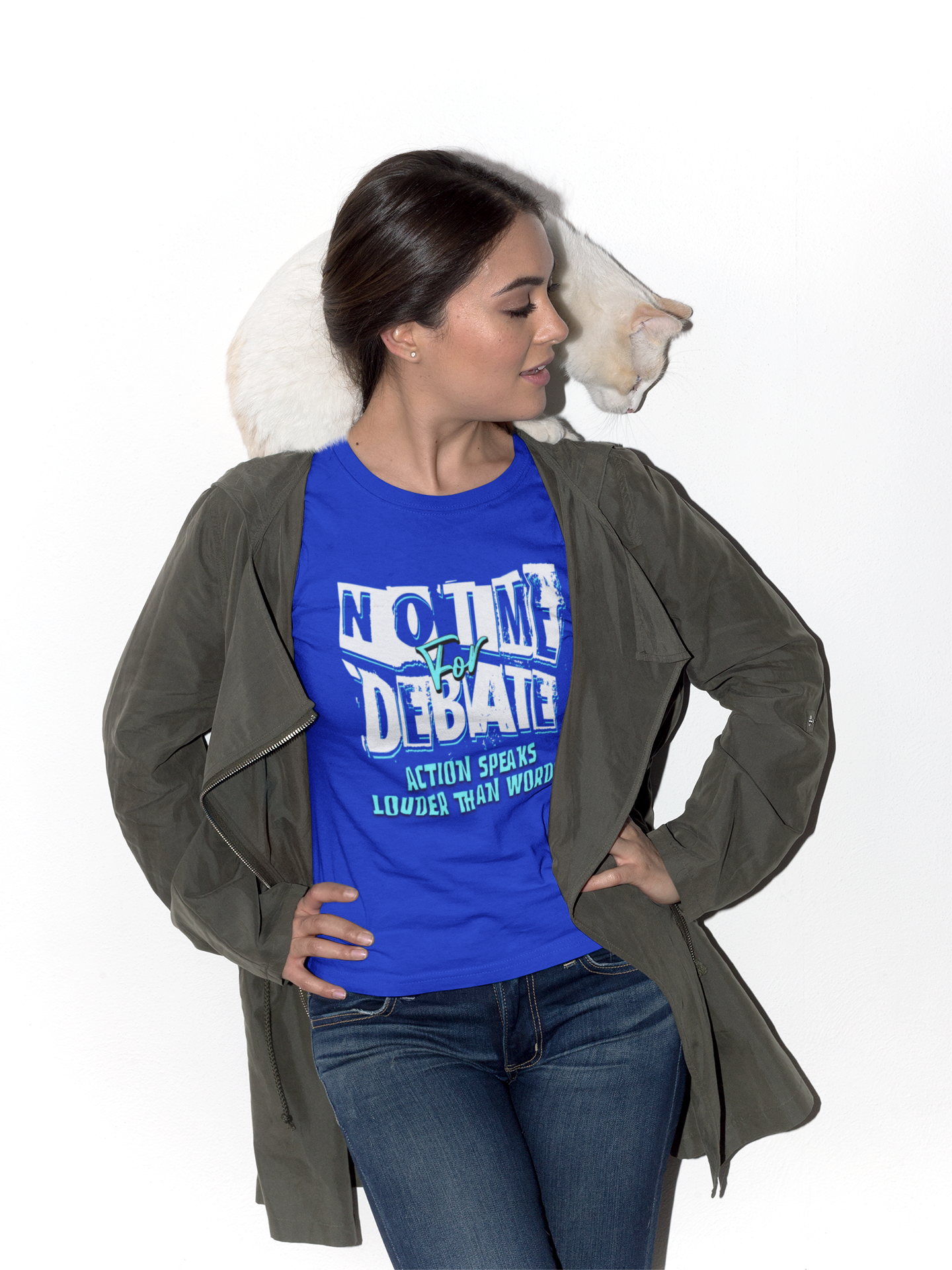 Empowering Women's Soft Style Tee - 'No Time to Debate' - Action Speaks Louder Than Words, Popular Saying T-Shirts, Idol Words Tees